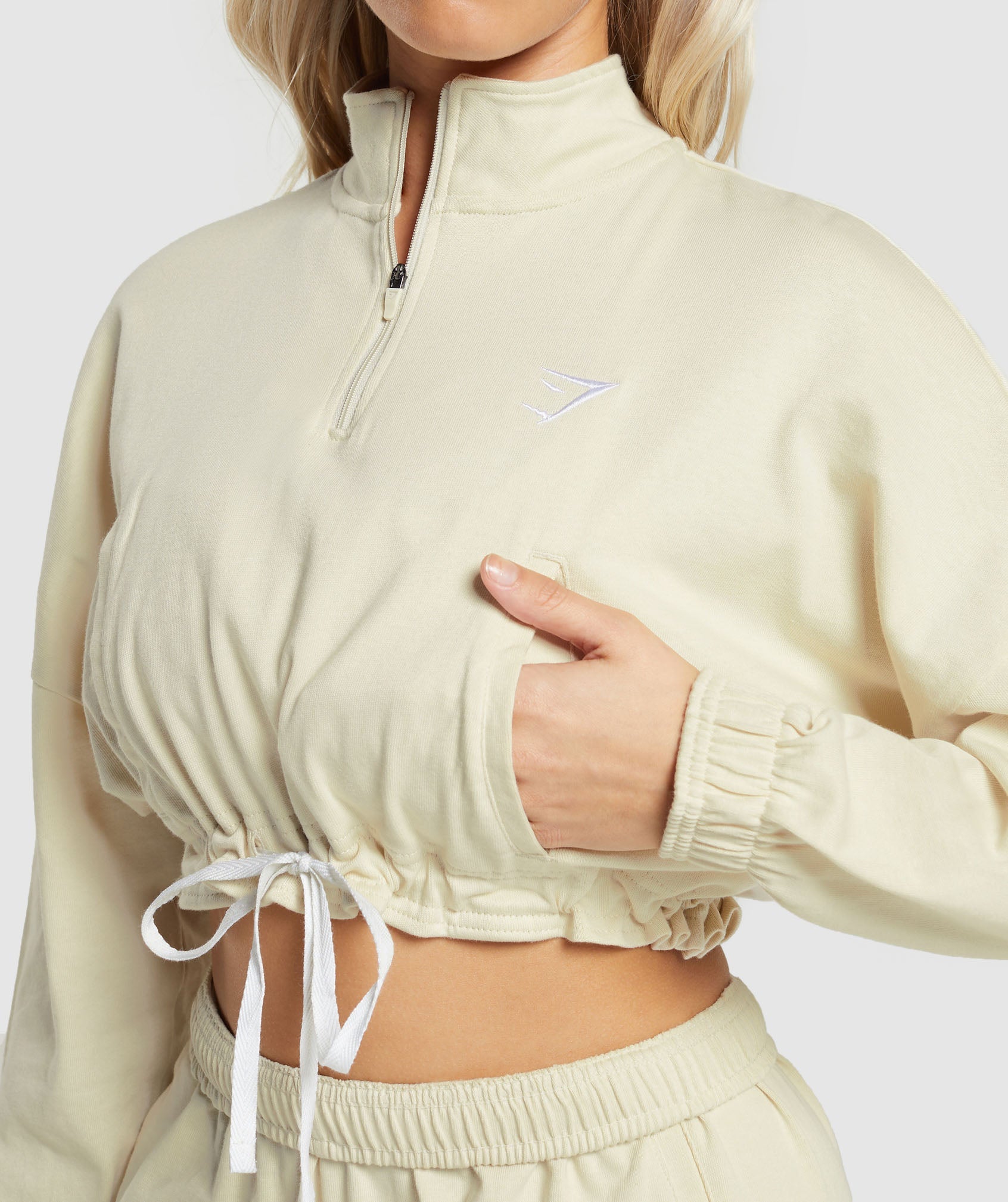 Lifting Lightweight 1/4 Zip Pullover in Ecru White - view 6