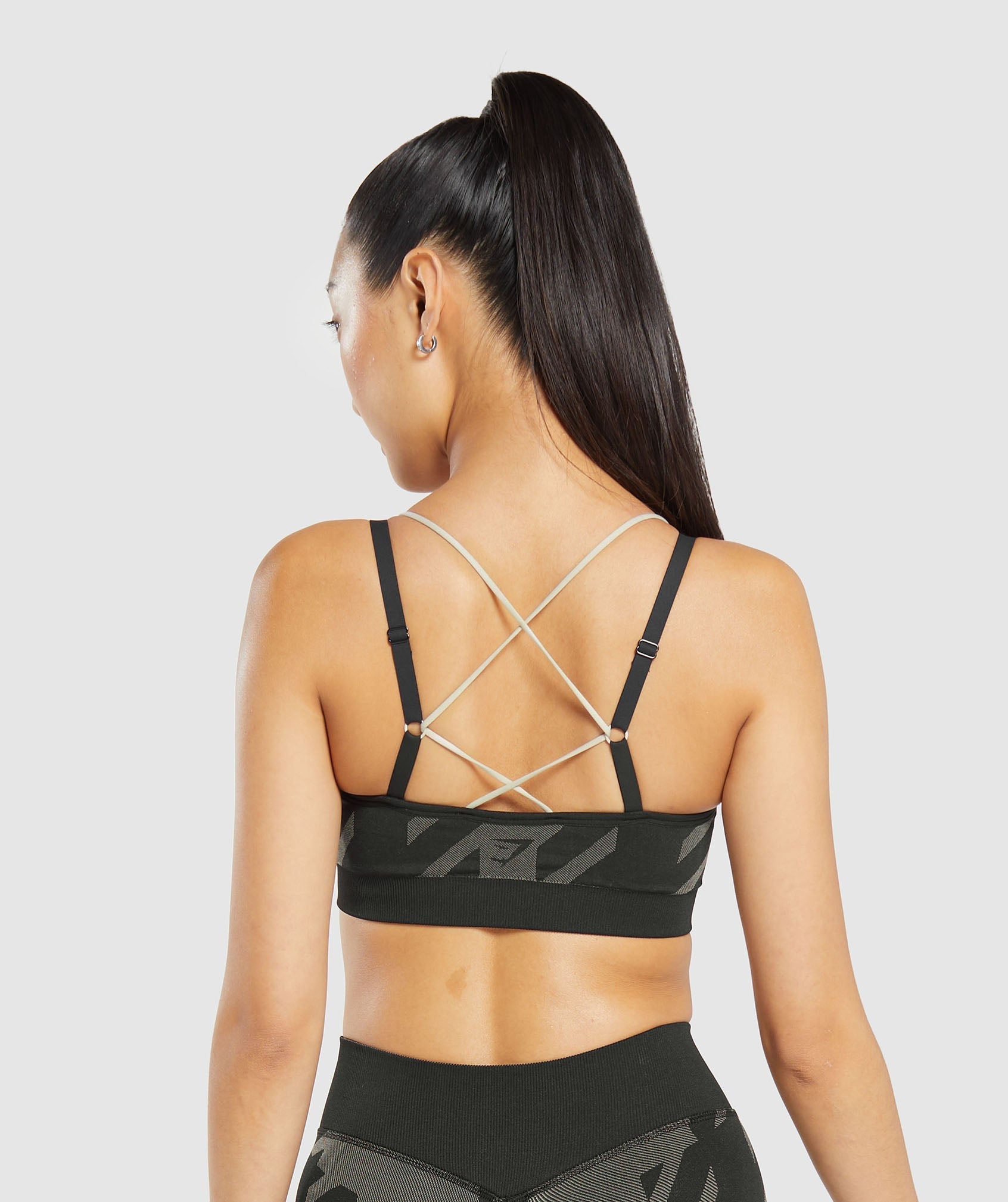 Apex Limit Seamless Ruched Sports Bra in Black/Washed Stone Brown - view 2