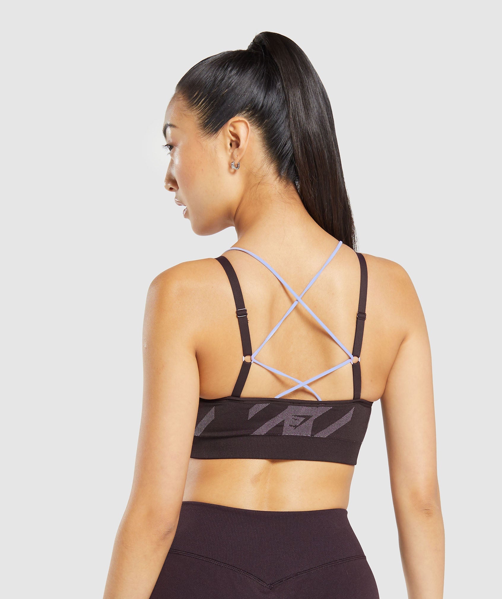 Apex Limit Seamless Ruched Sports Bra in Plum Brown/Powder Lilac - view 2