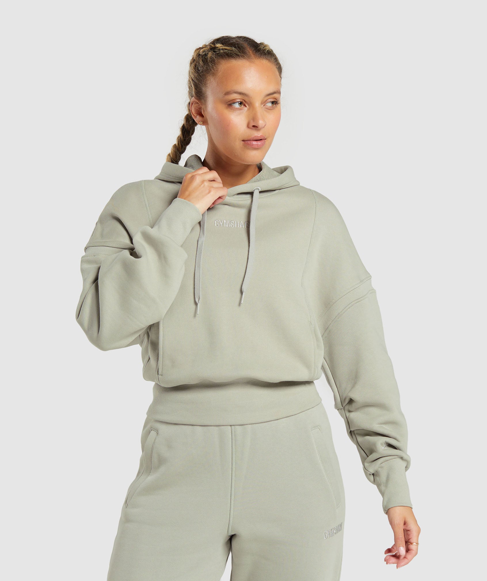 Gymshark Cropped Full Zip Gray Black Hoodie Women's M