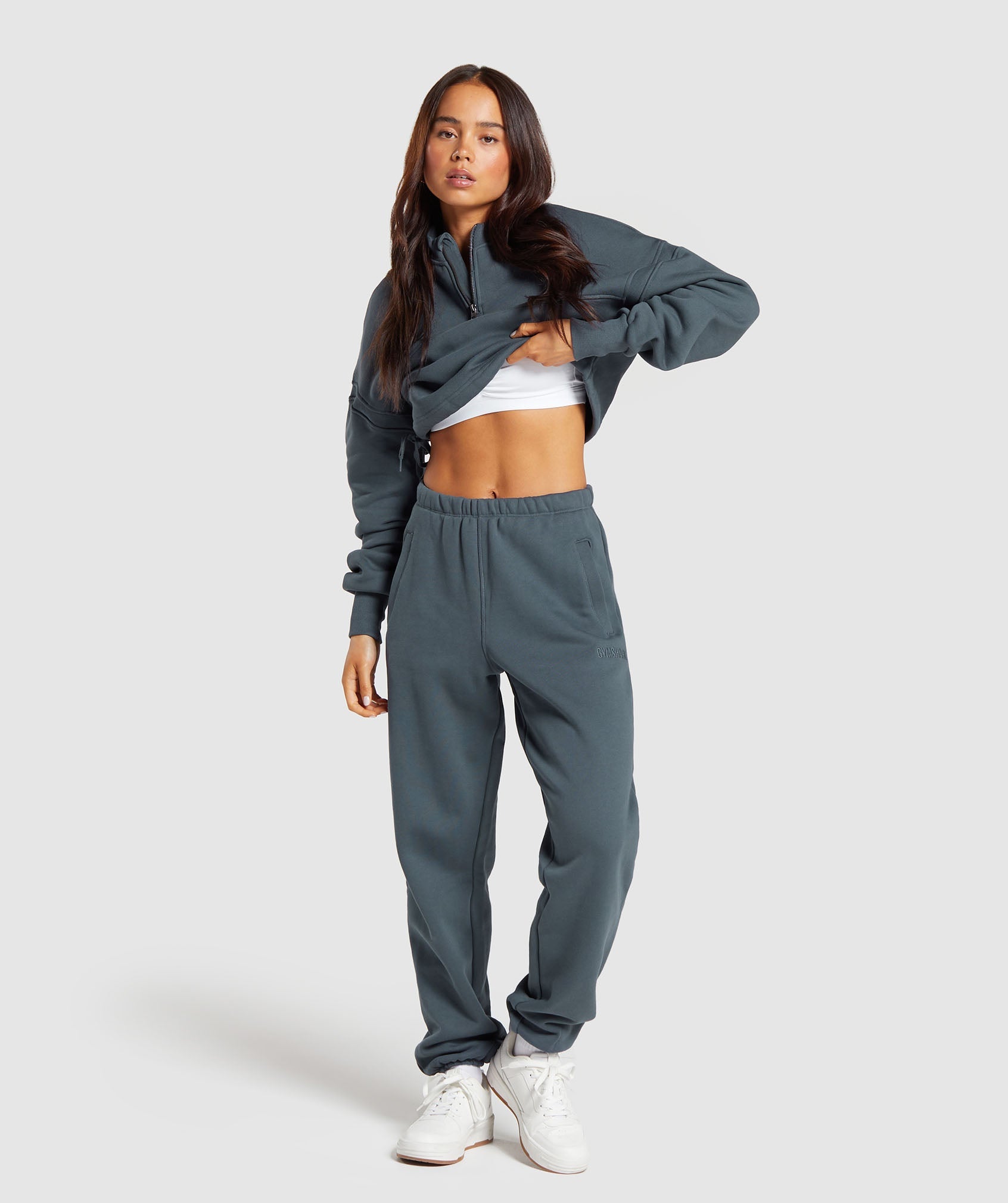 Heavyweight Loopback Sweat Joggers in Titanium Blue - view 4