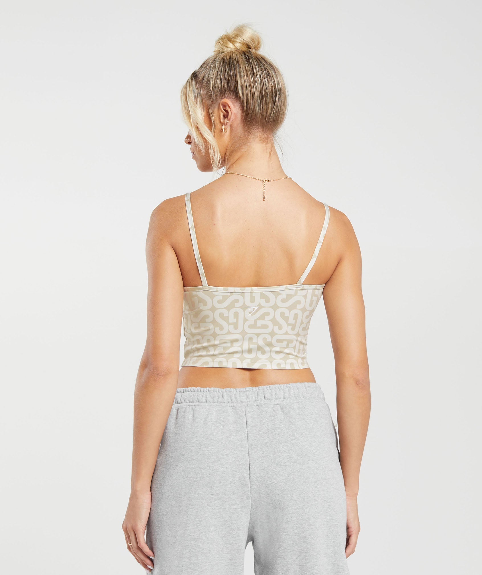 Monogram Crop Cami Tank in Vanilla White - view 2