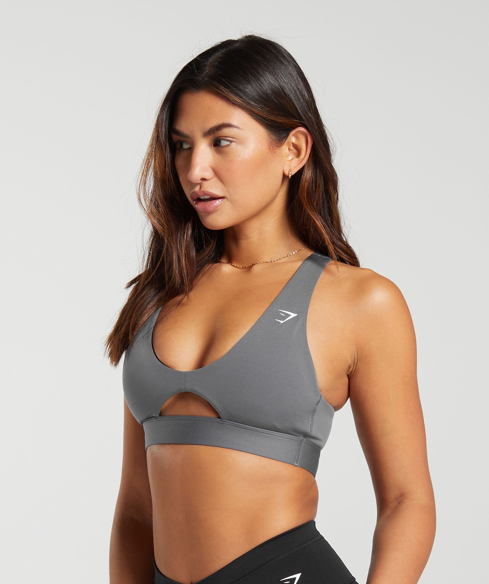 Peek A Boo Sports Bra in Brushed Grey - view 3