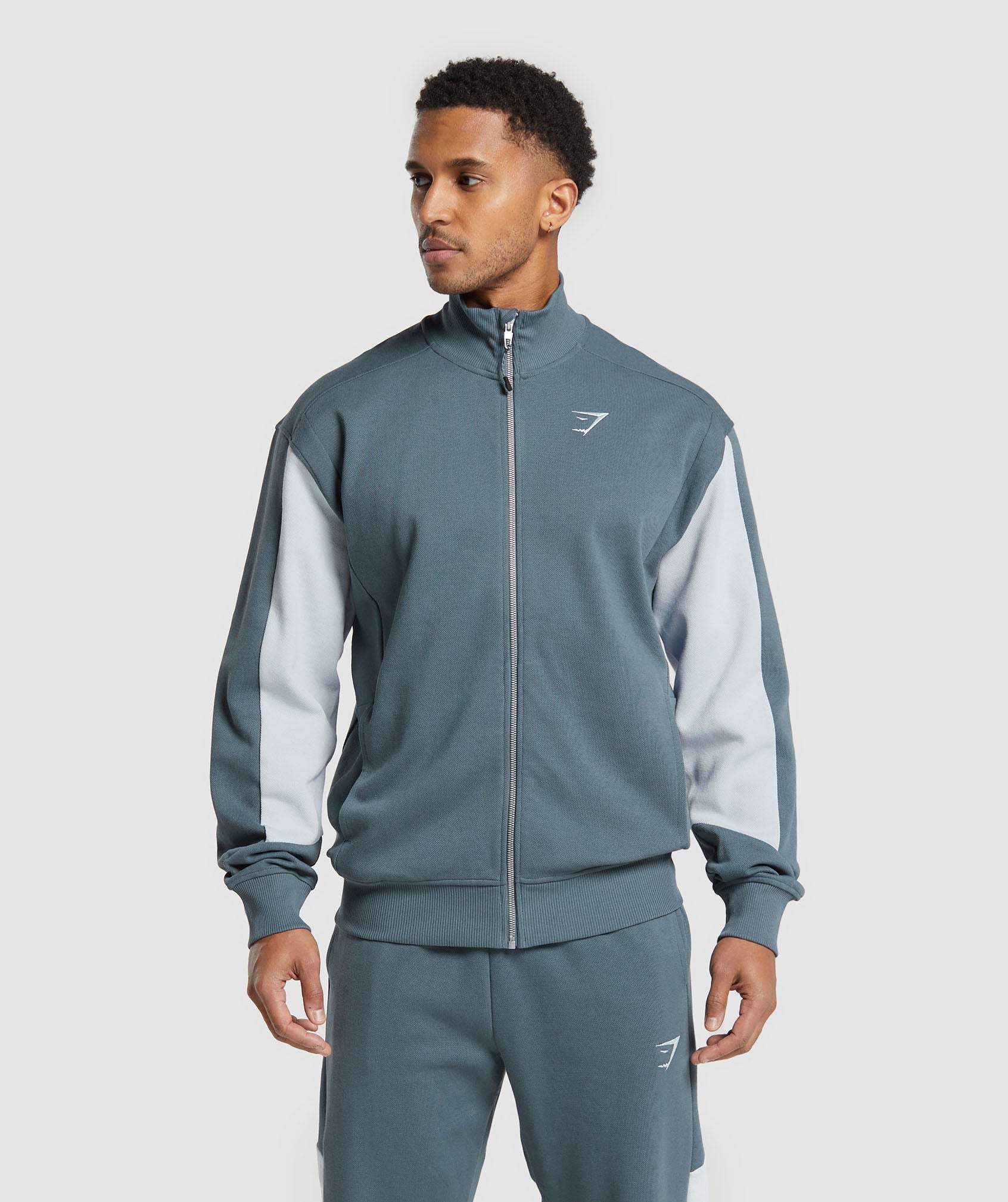 Pique Track Jacket in Titanium Blue/Fresh Blue - view 1