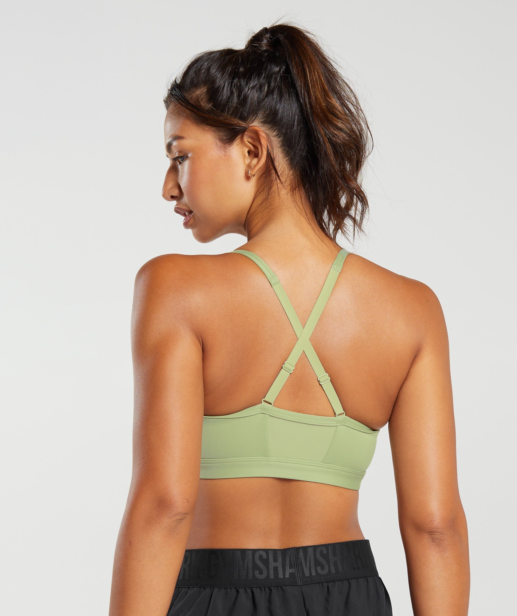 Ruched Sports Bra in Light Sage Green - view 2