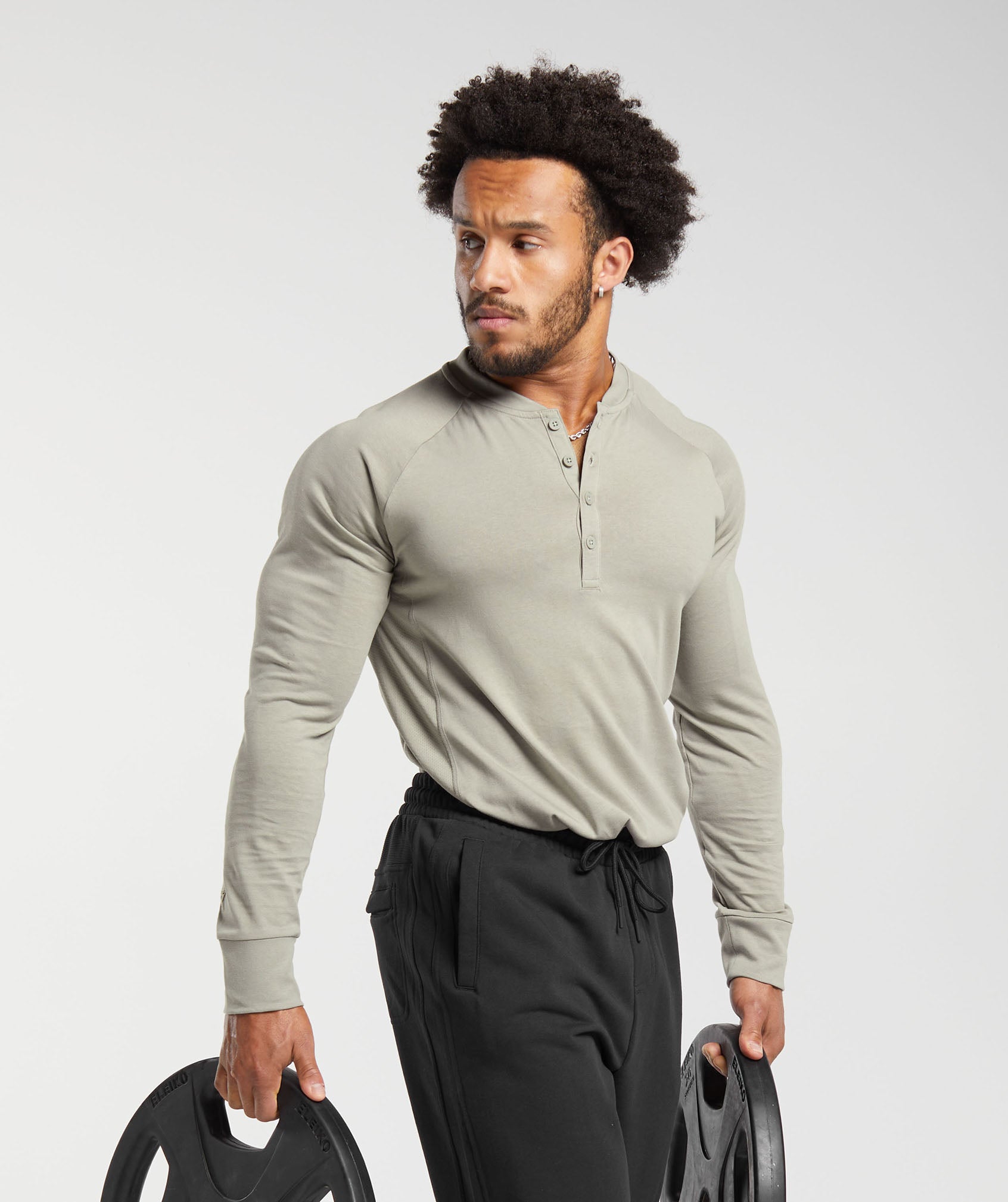 Rest Day Essentials Henley in Ecru Brown - view 6