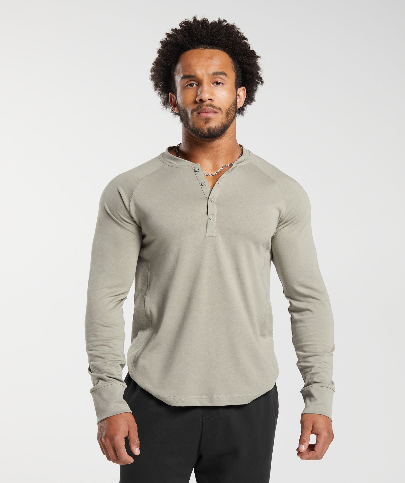 Rest Day Essentials Henley in Ecru Brown - view 1