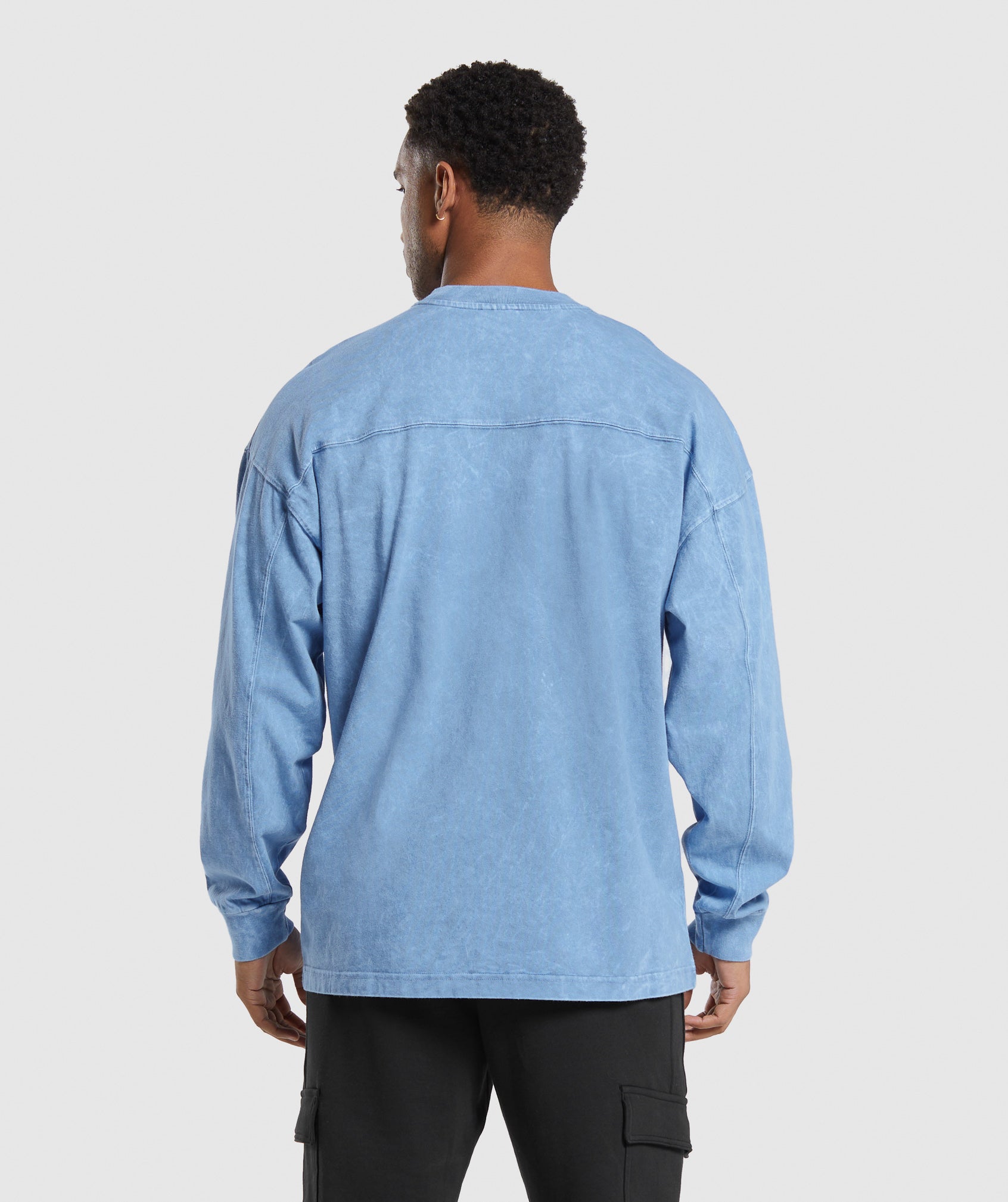 Rest Day Washed Long Sleeve T-Shirt in Faded Blue - view 2