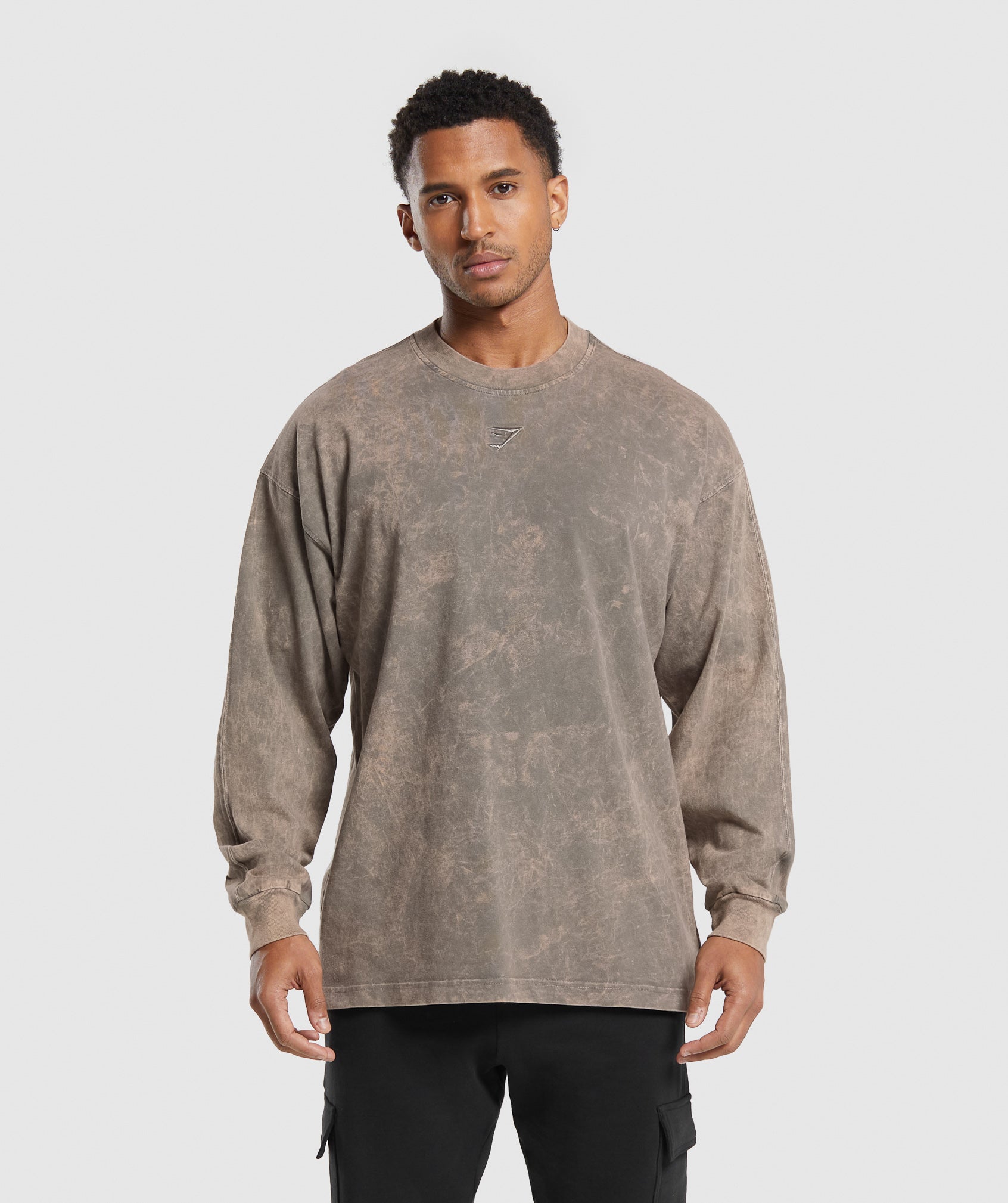 Rest Day Washed Long Sleeve T-Shirt in Linen Brown - view 1