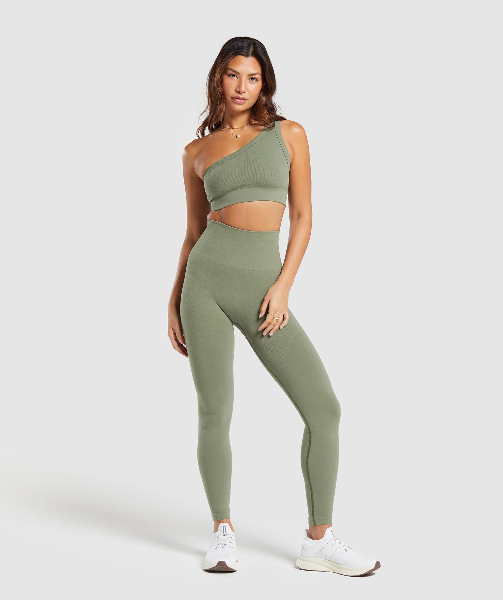 Cotton Seamless Leggings in Base Green - view 4