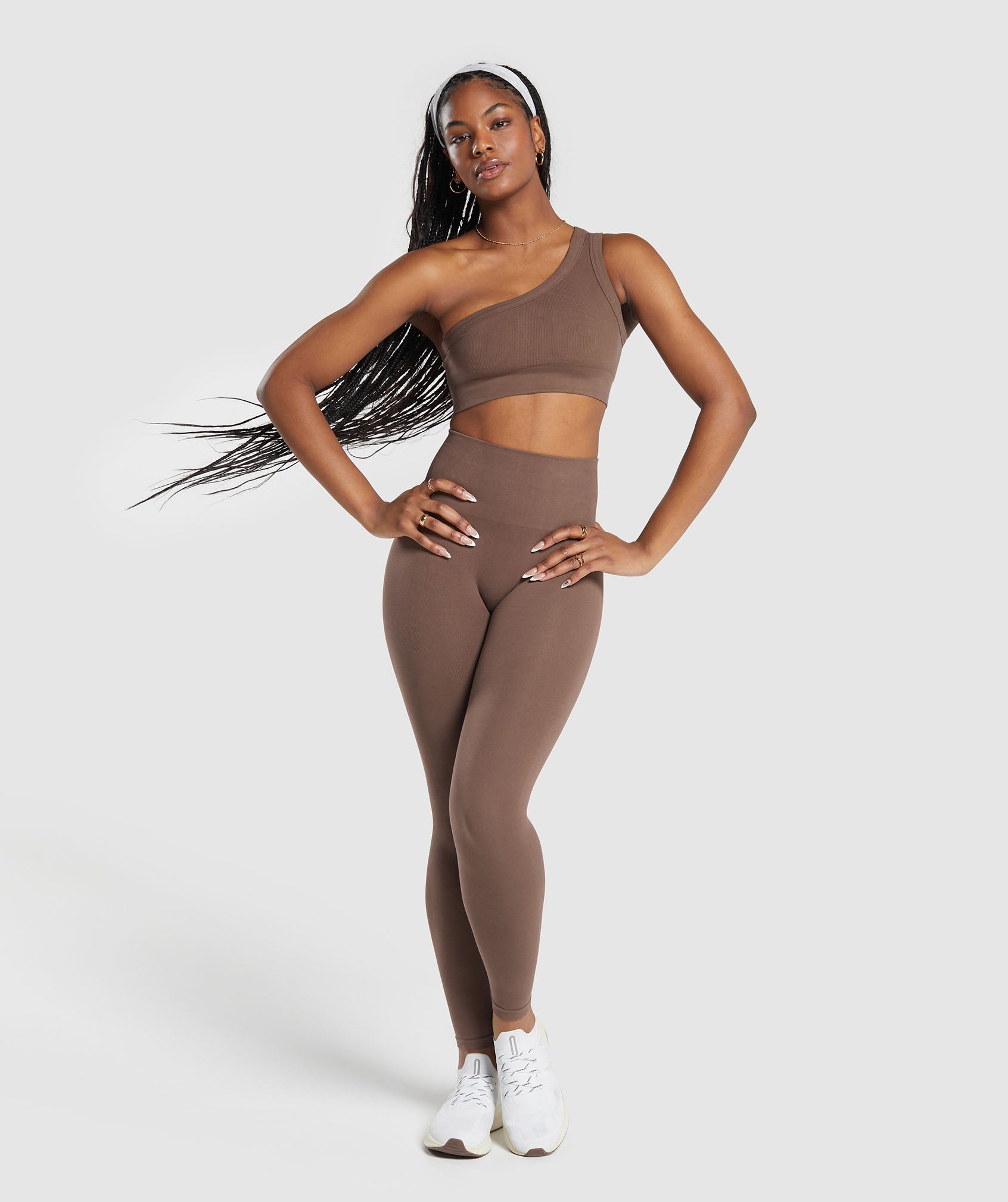 Cotton Seamless Leggings in Soft Brown - view 4
