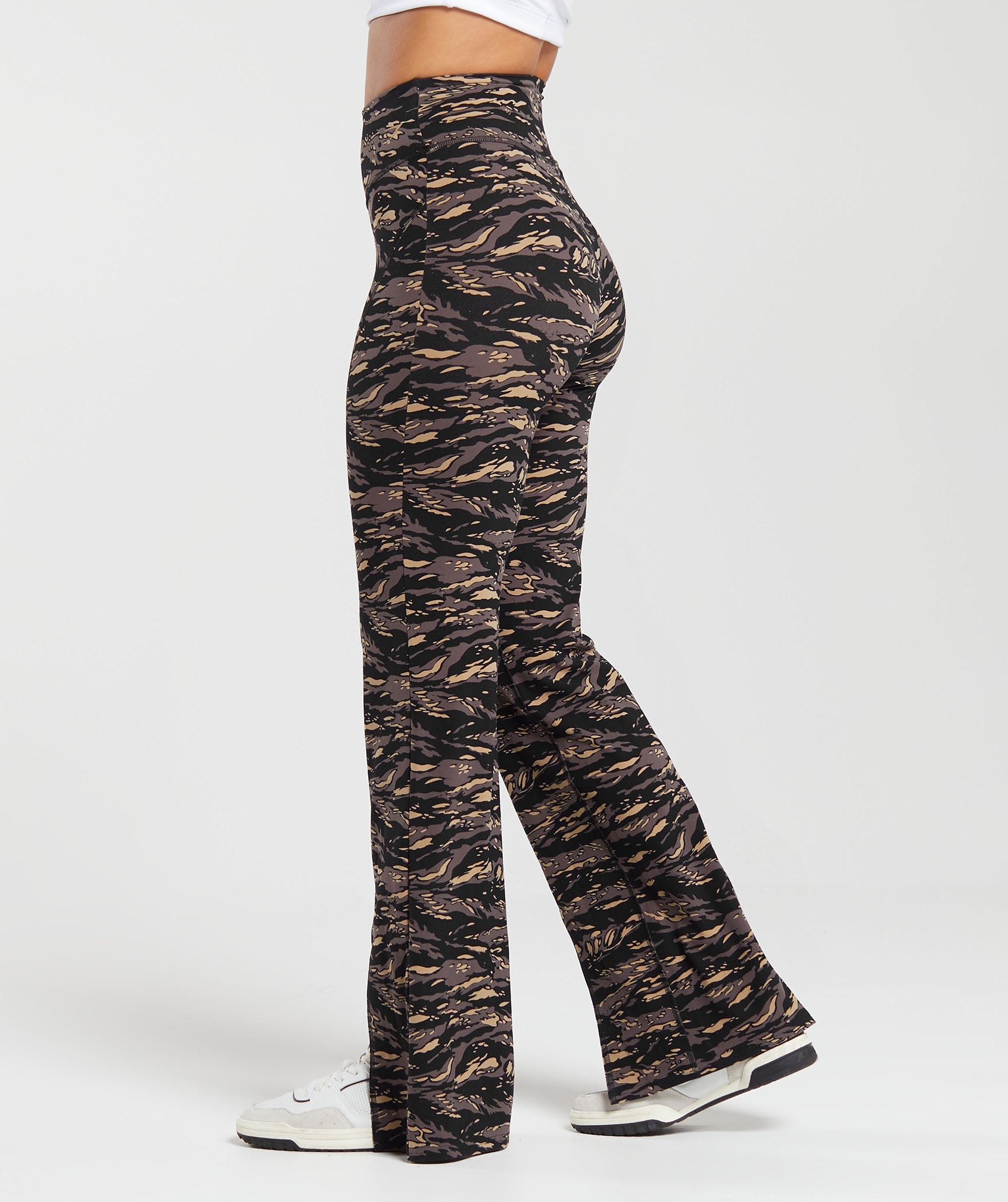 Split Flare Printed Leggings in Cool Brown - view 3