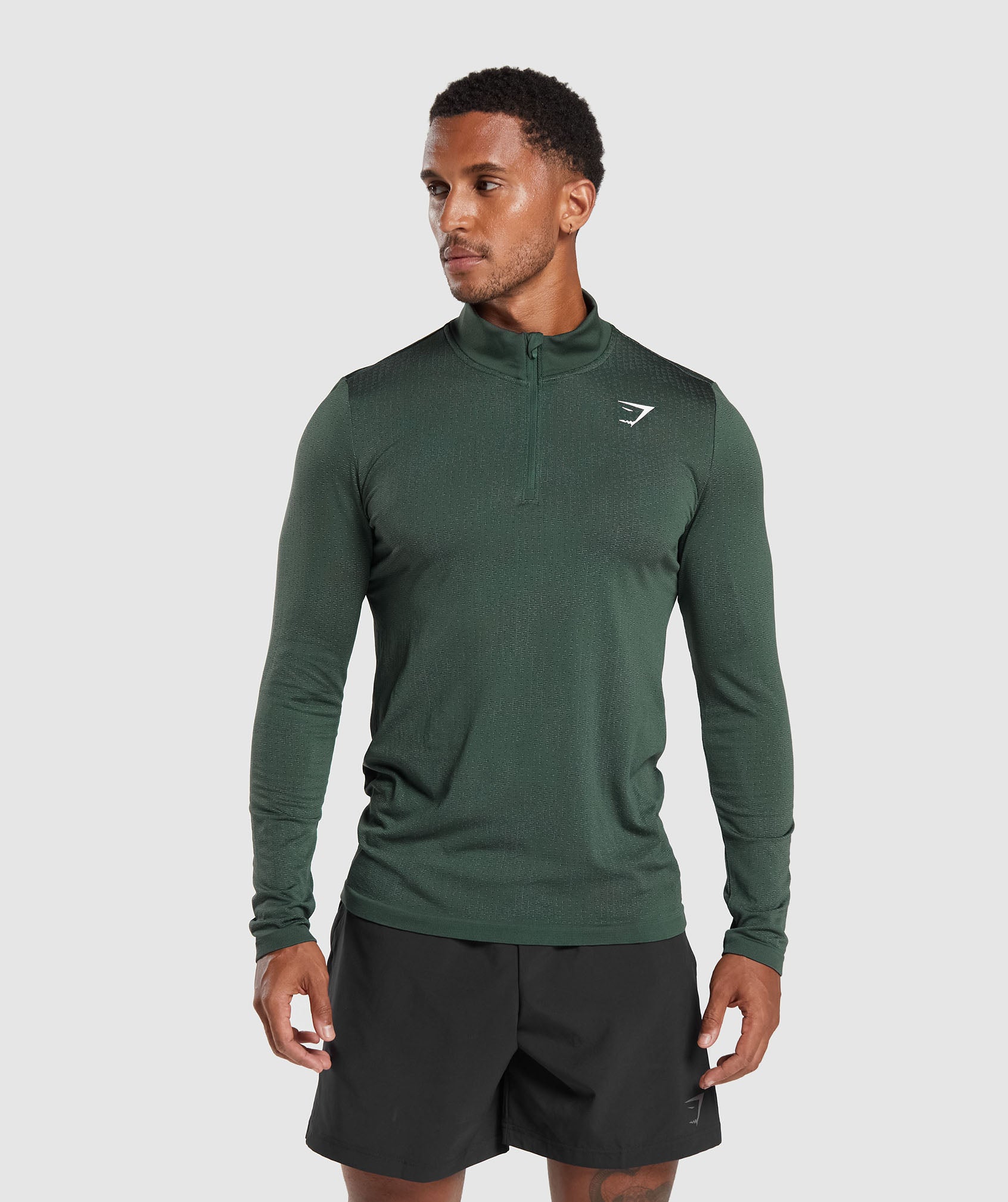 Sport Seamless 1/4 Zip in Fog Green/Black - view 1