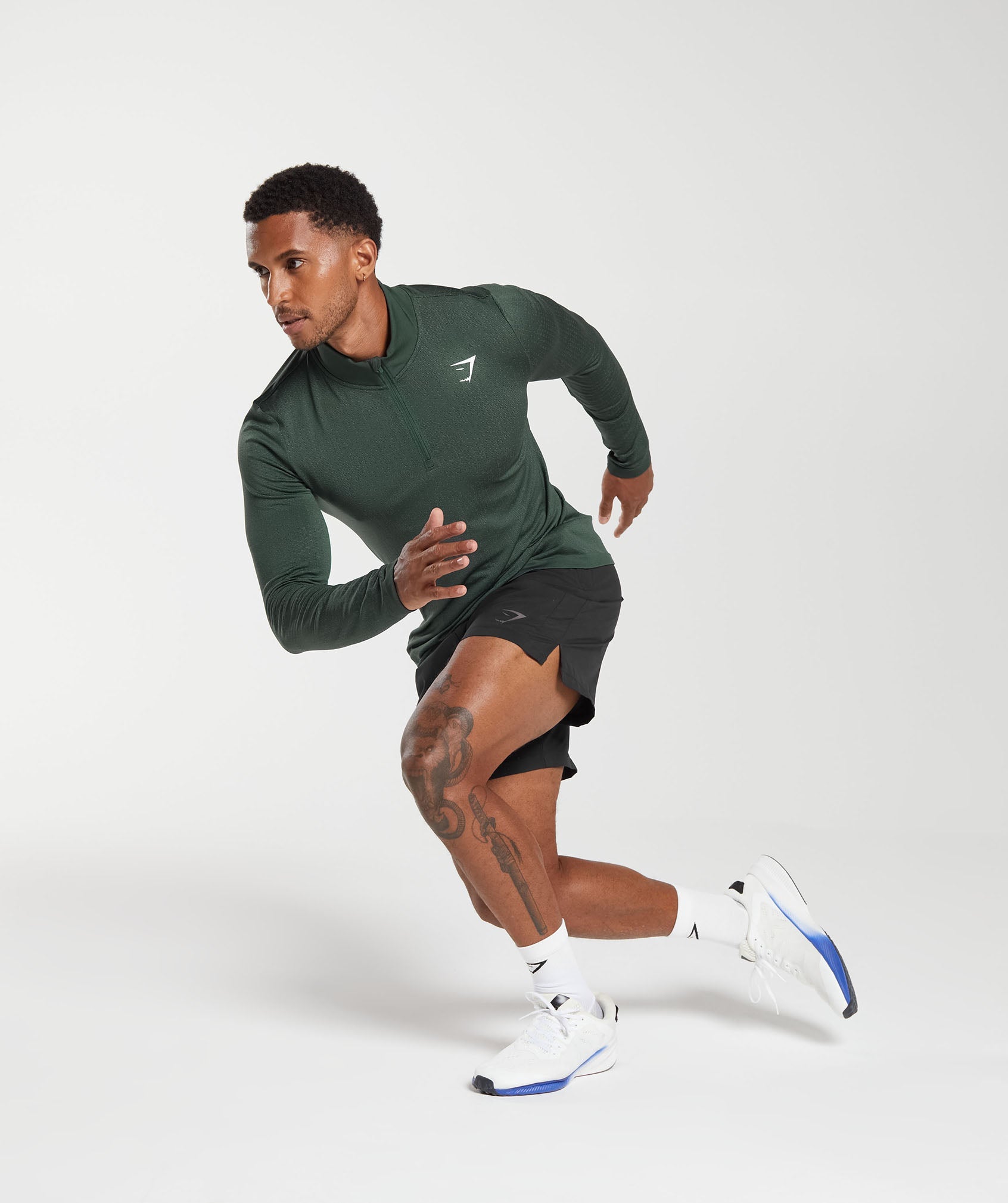 Sport Seamless 1/4 Zip in Fog Green/Black - view 4