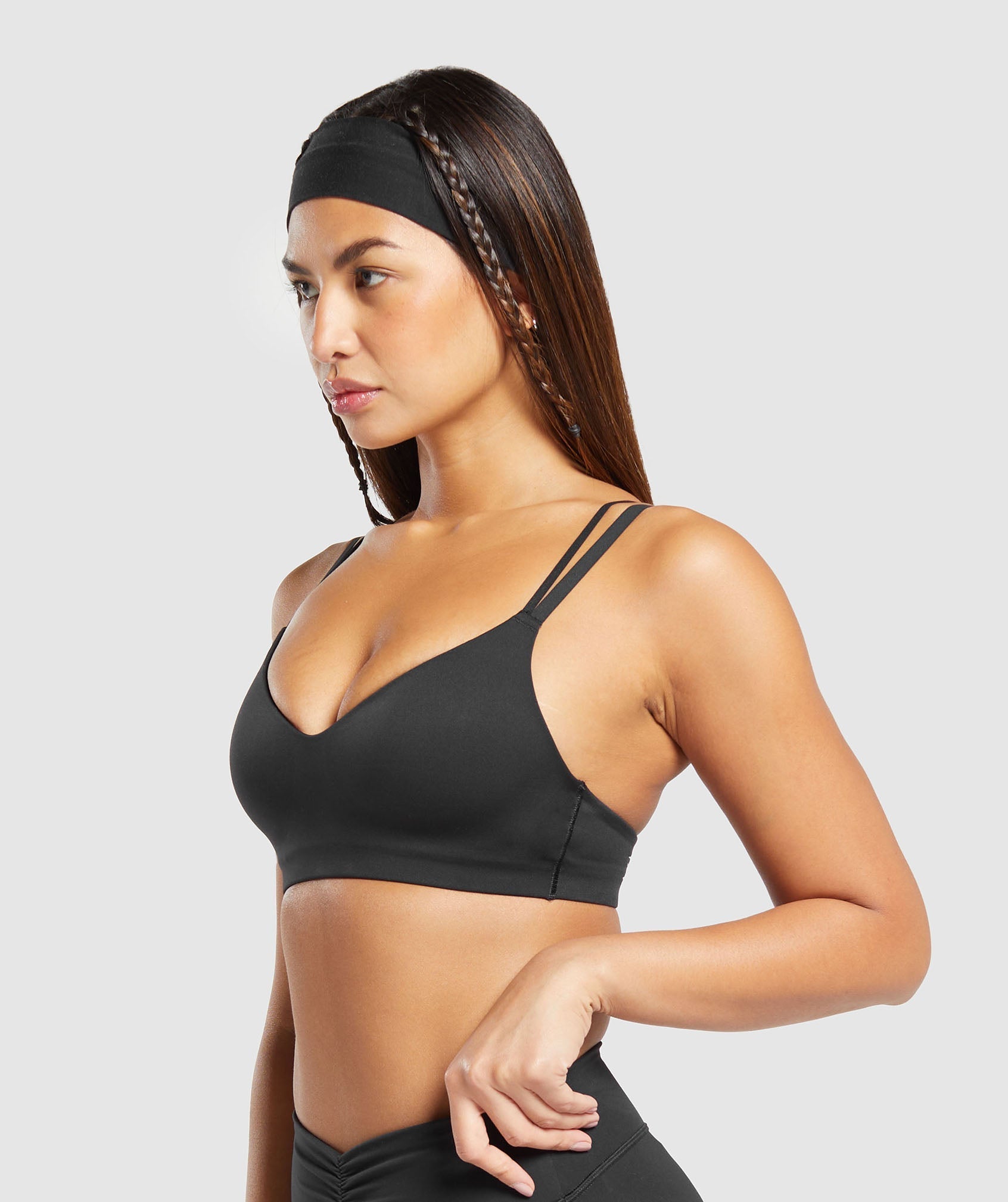 Strappy Back Light Support Sports Bra in Black - view 6