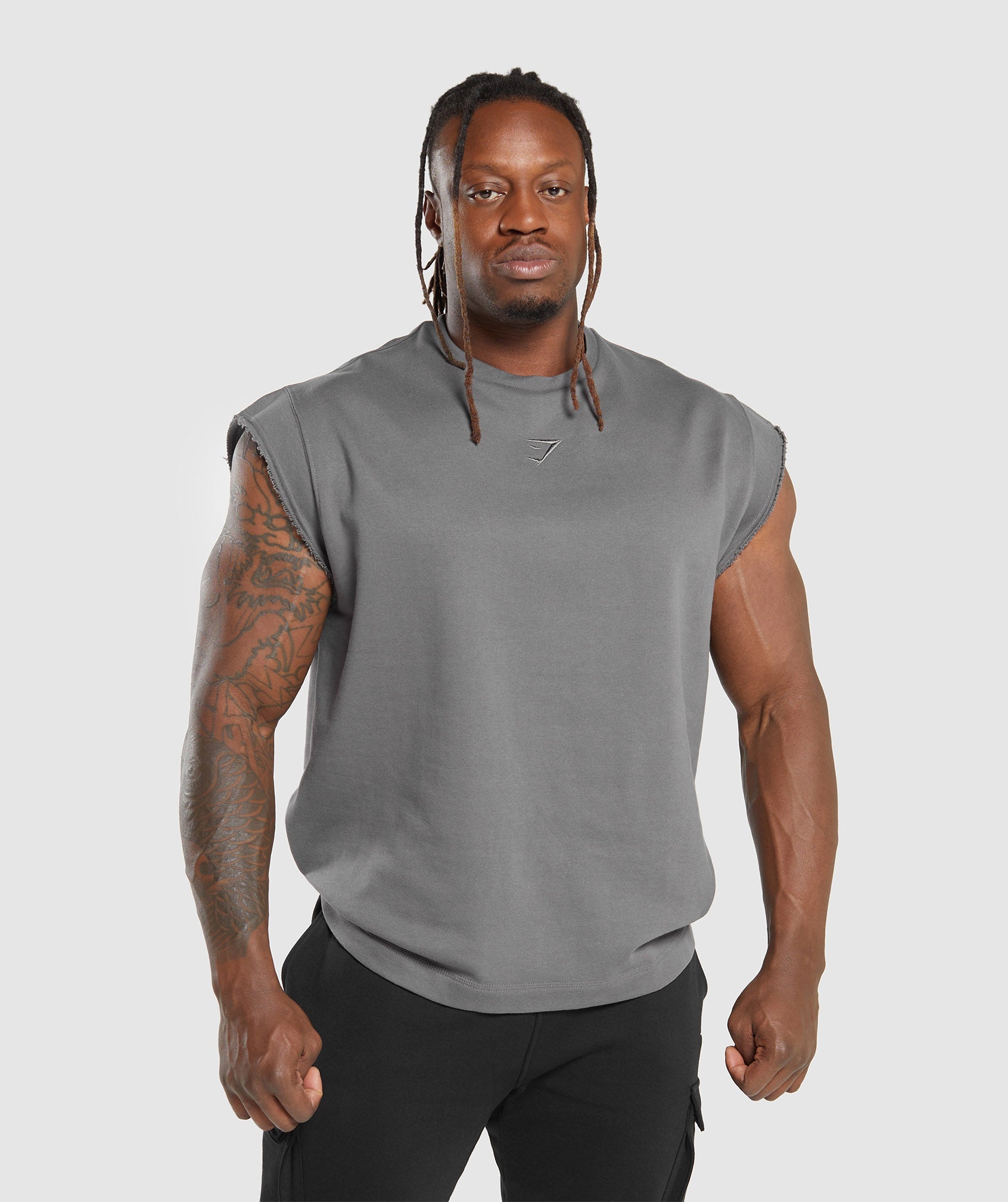 Super Natural Cut Off T-Shirt in Brushed Grey