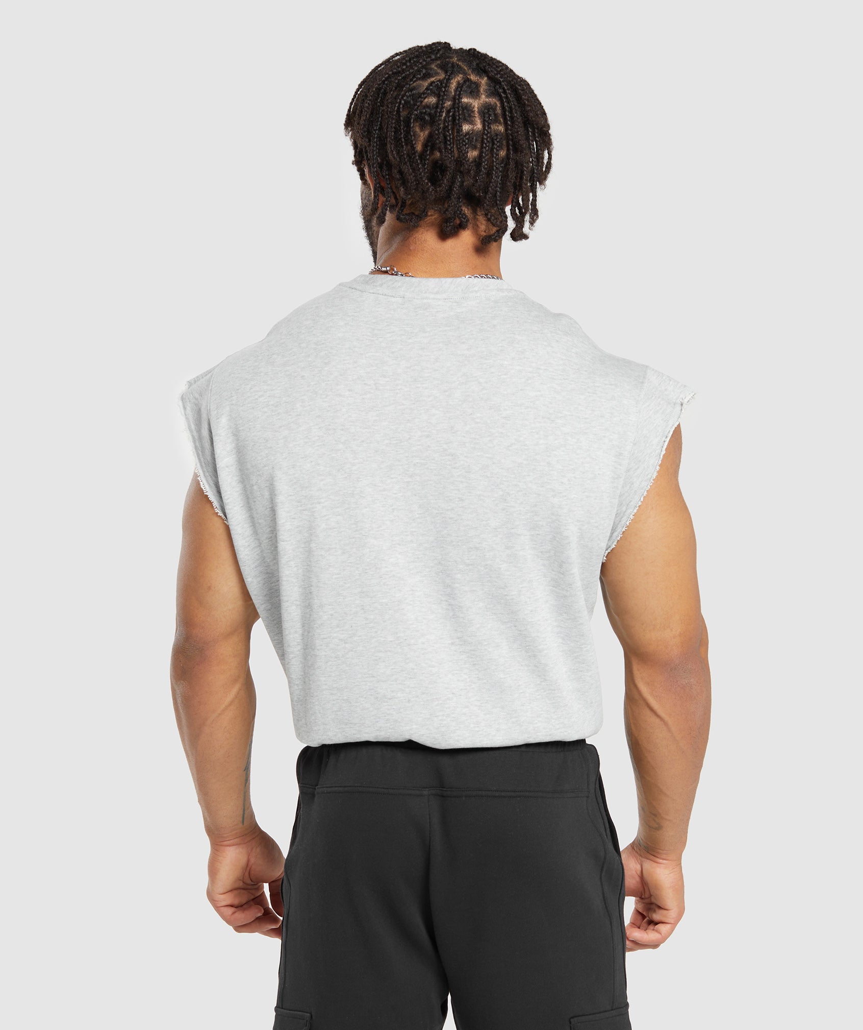 Super Natural Cut Off T-Shirt in Light Grey Core Marl - view 2