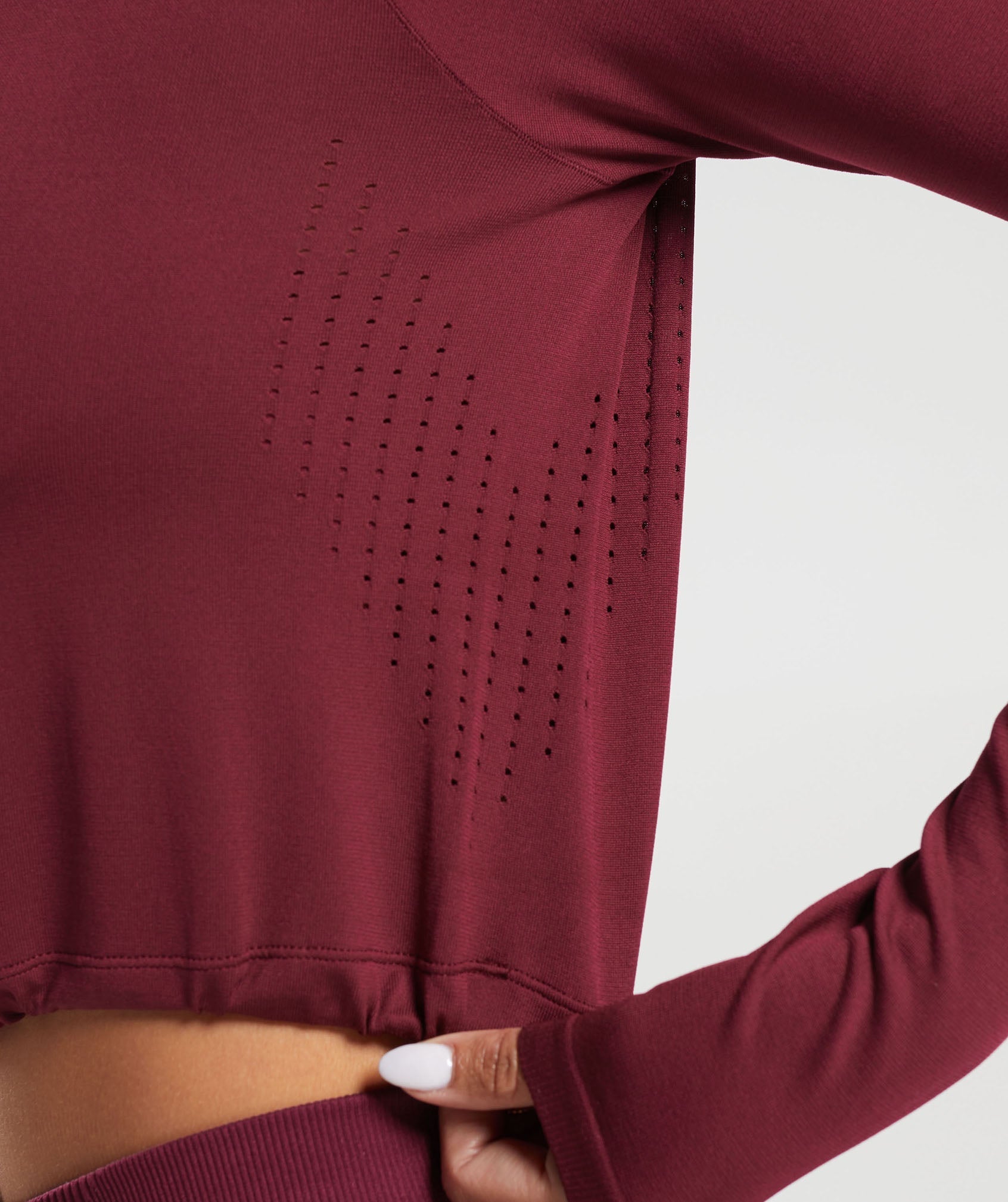 Sweat Seamless Long Sleeve Crop Top in Plum Pink - view 6