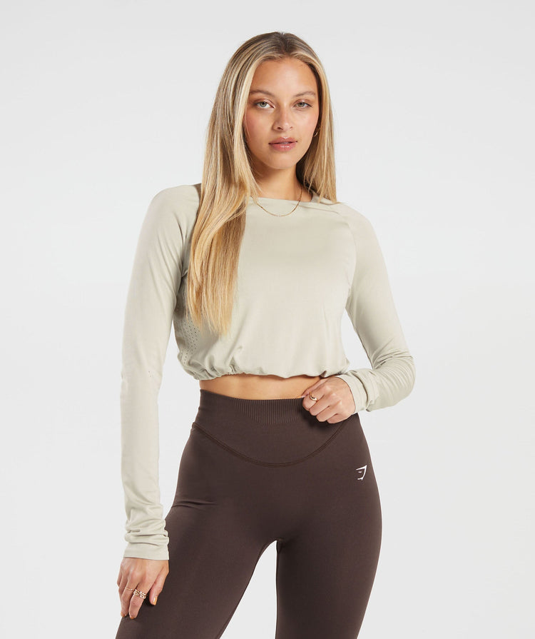 Gymshark Sweat Seamless Long Sleeve Crop Top - Black | Gymshark