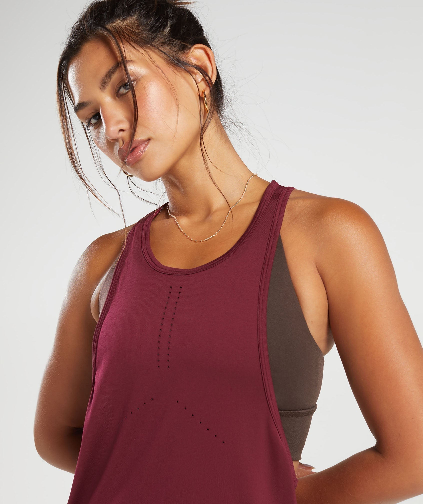 Sweat Seamless Longline Tank in Plum Pink - view 5