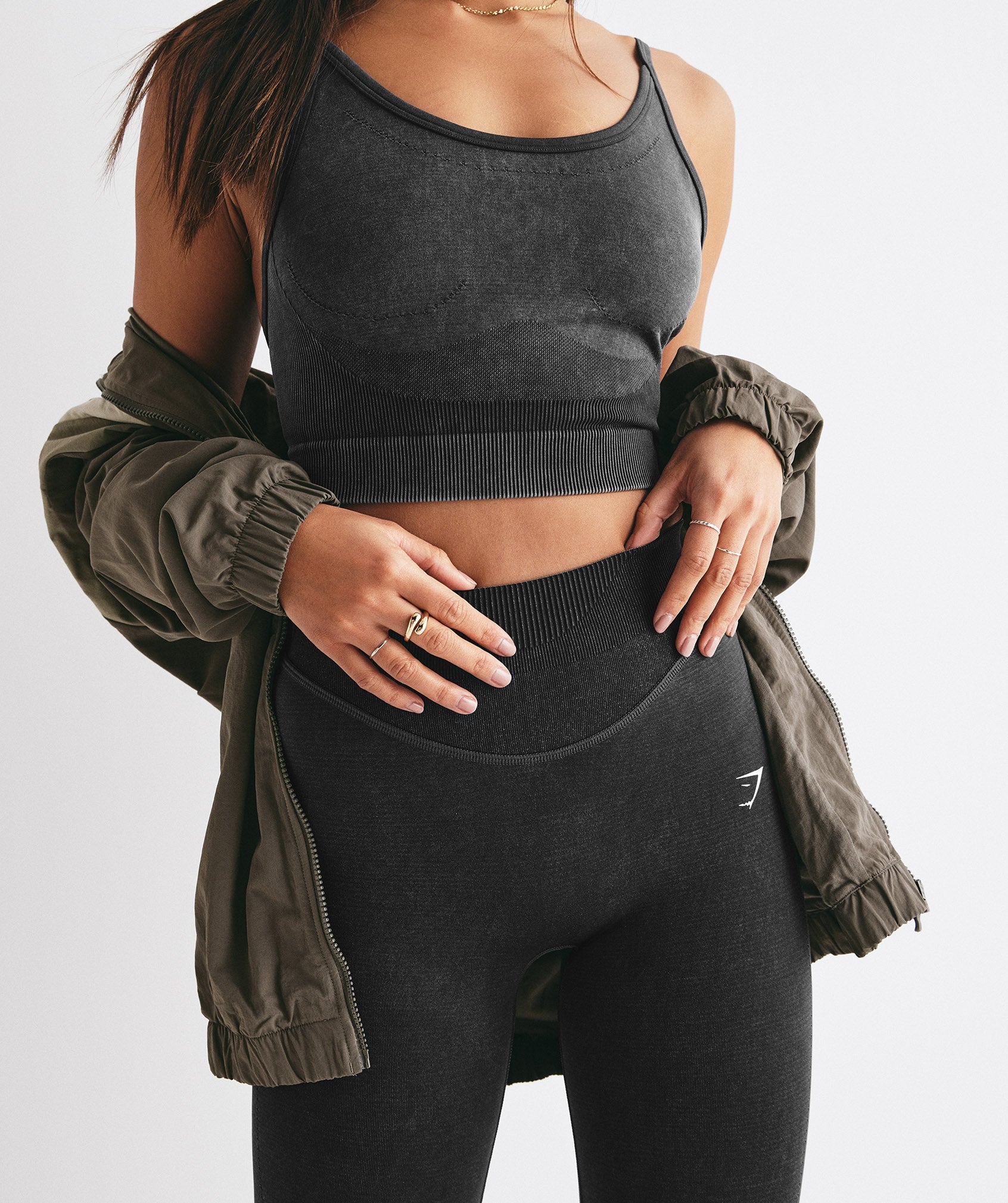 Sweat Seamless Washed Midi Tank in Black - view 5