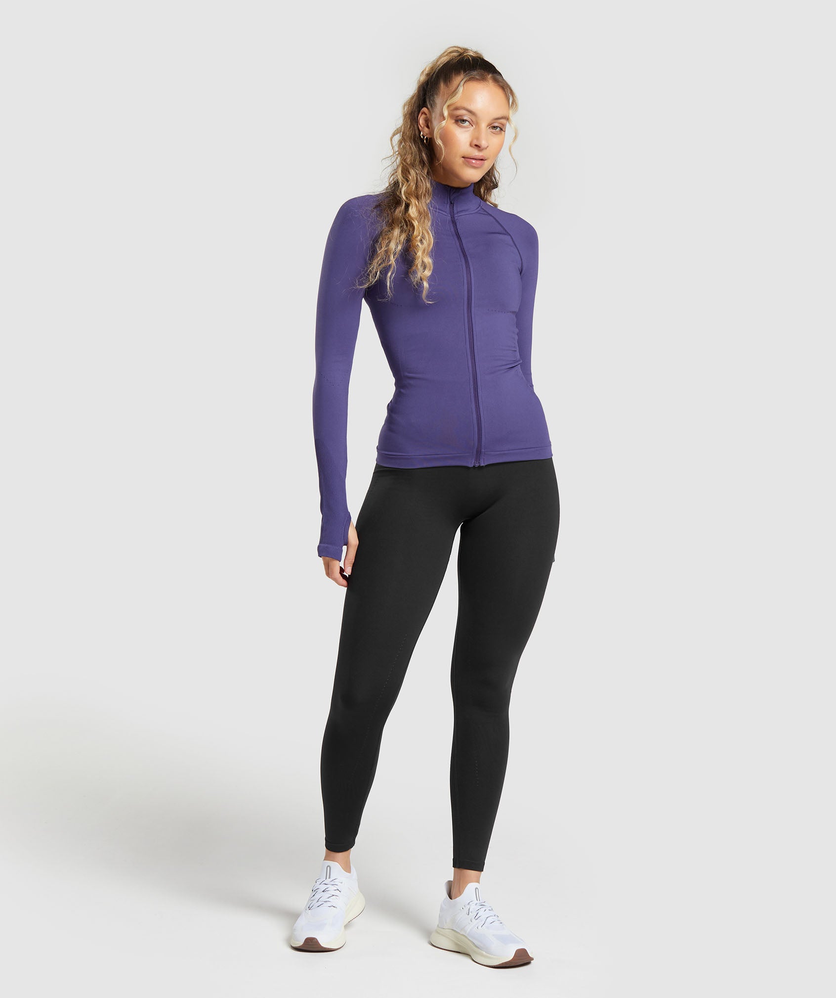 Sweat Seamless Zip Up Jacket in Galaxy Purple - view 4