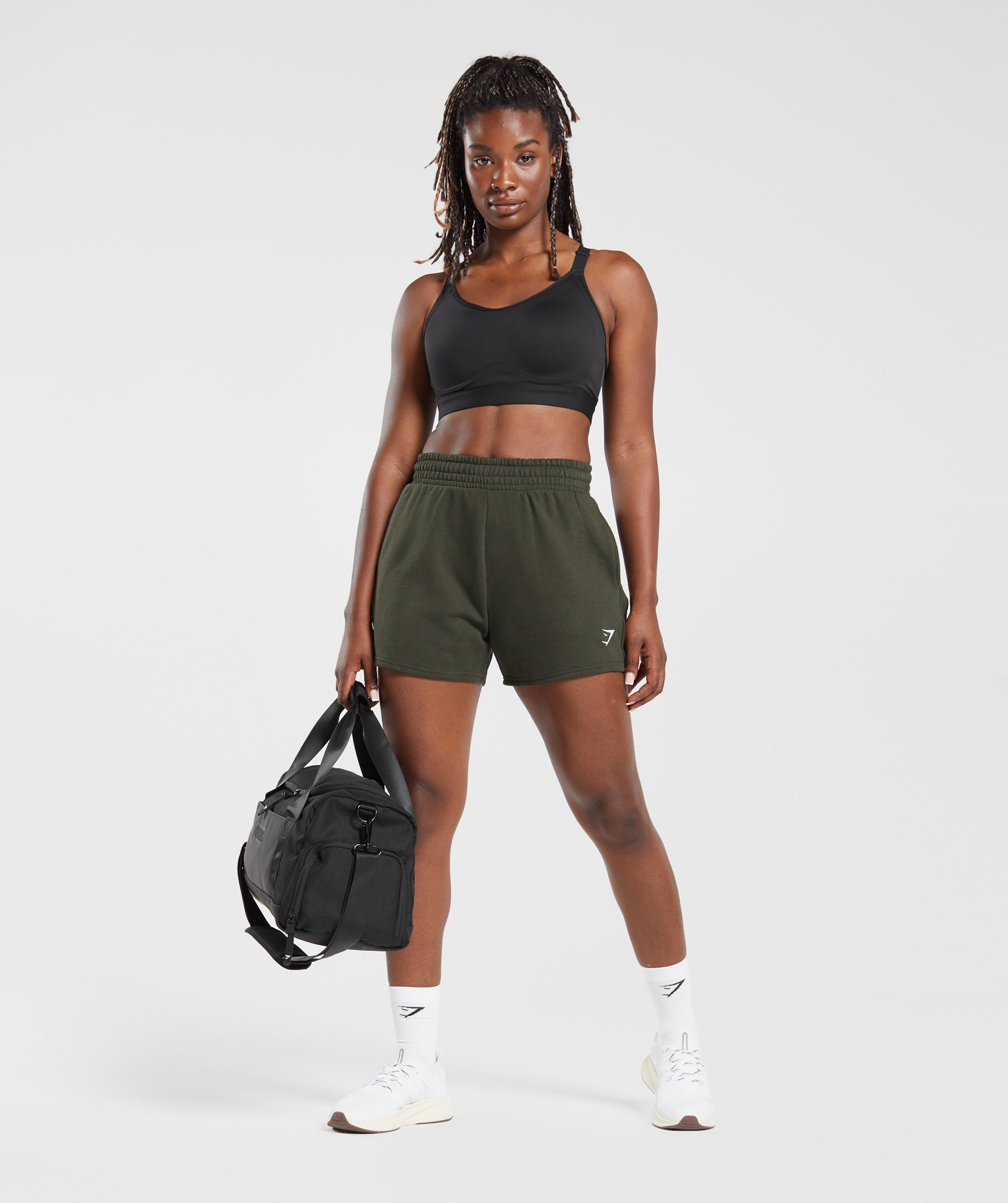 Training Fleece Shorts in Deep Olive Green - view 4