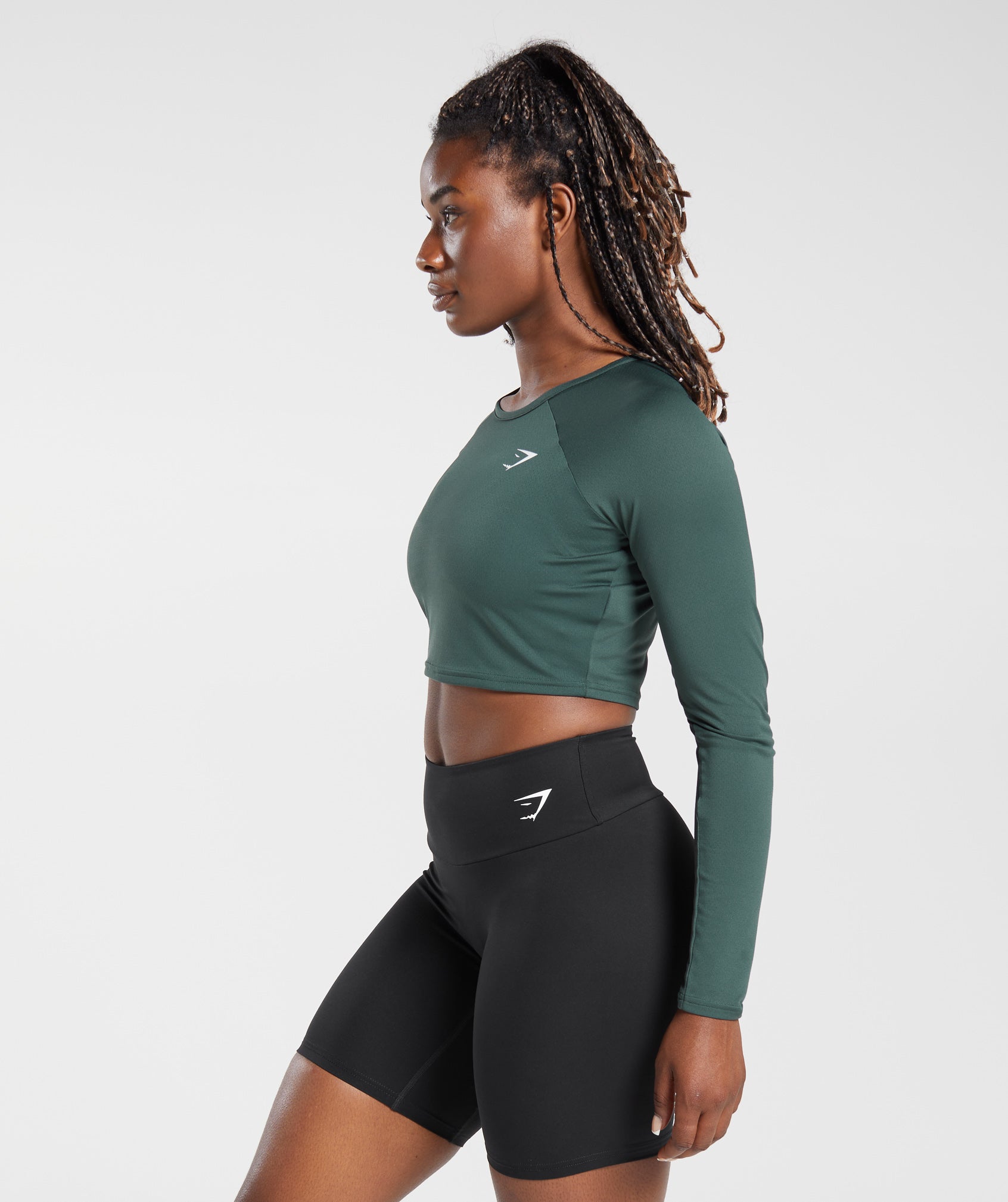 Training Long Sleeve Crop Top in Fog Green - view 3