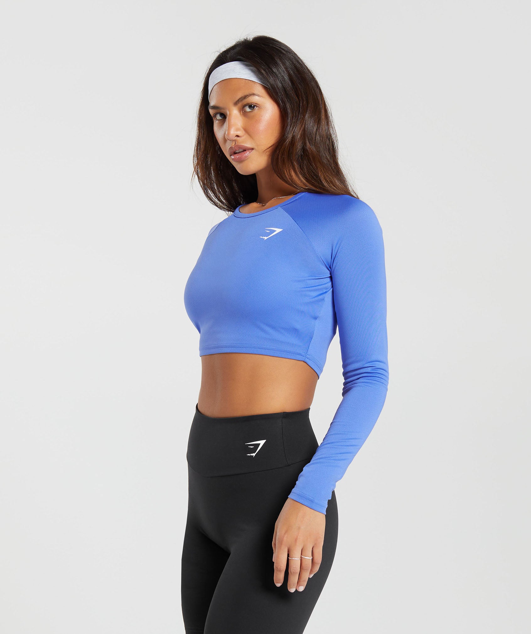 Training Long Sleeve Crop Top in Iris Blue - view 3