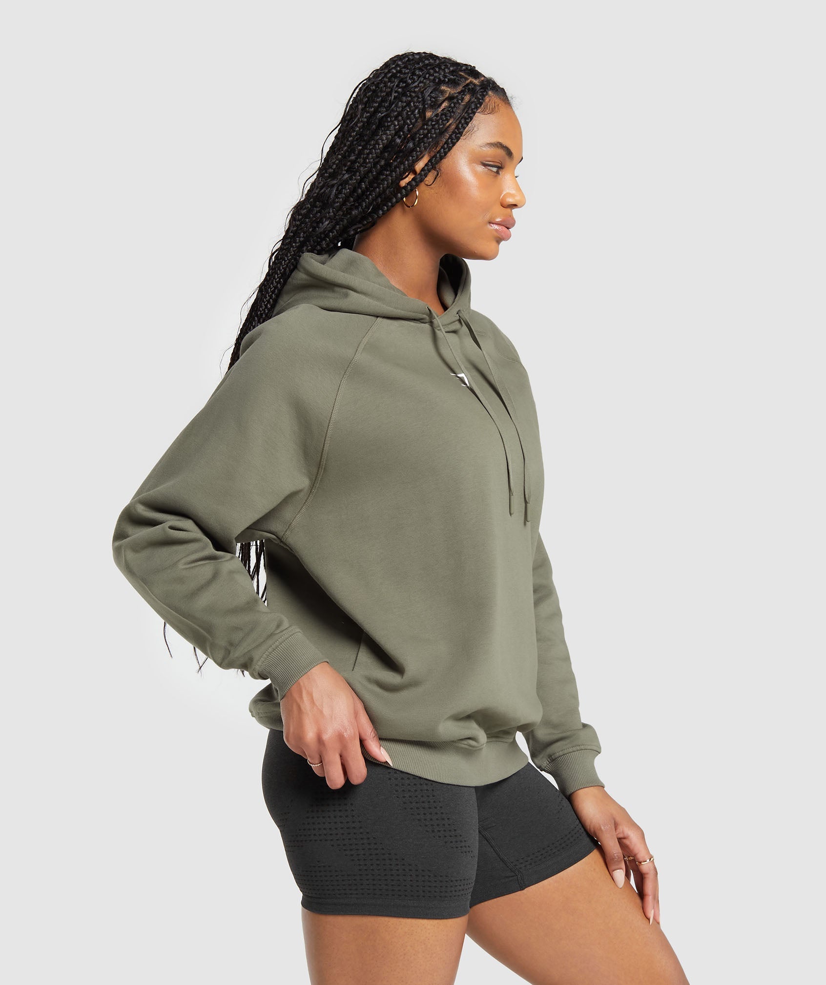 Training Oversized Fleece Hoodie in Base Green - view 4