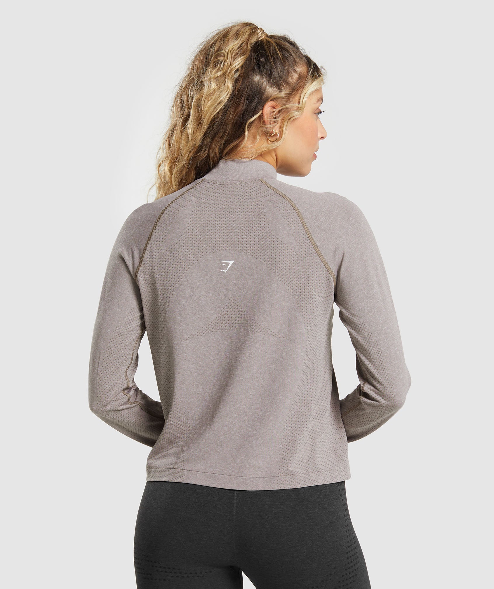 Vital Seamless 2.0 1/4 Zip in Warm Taupe Marl - view 2