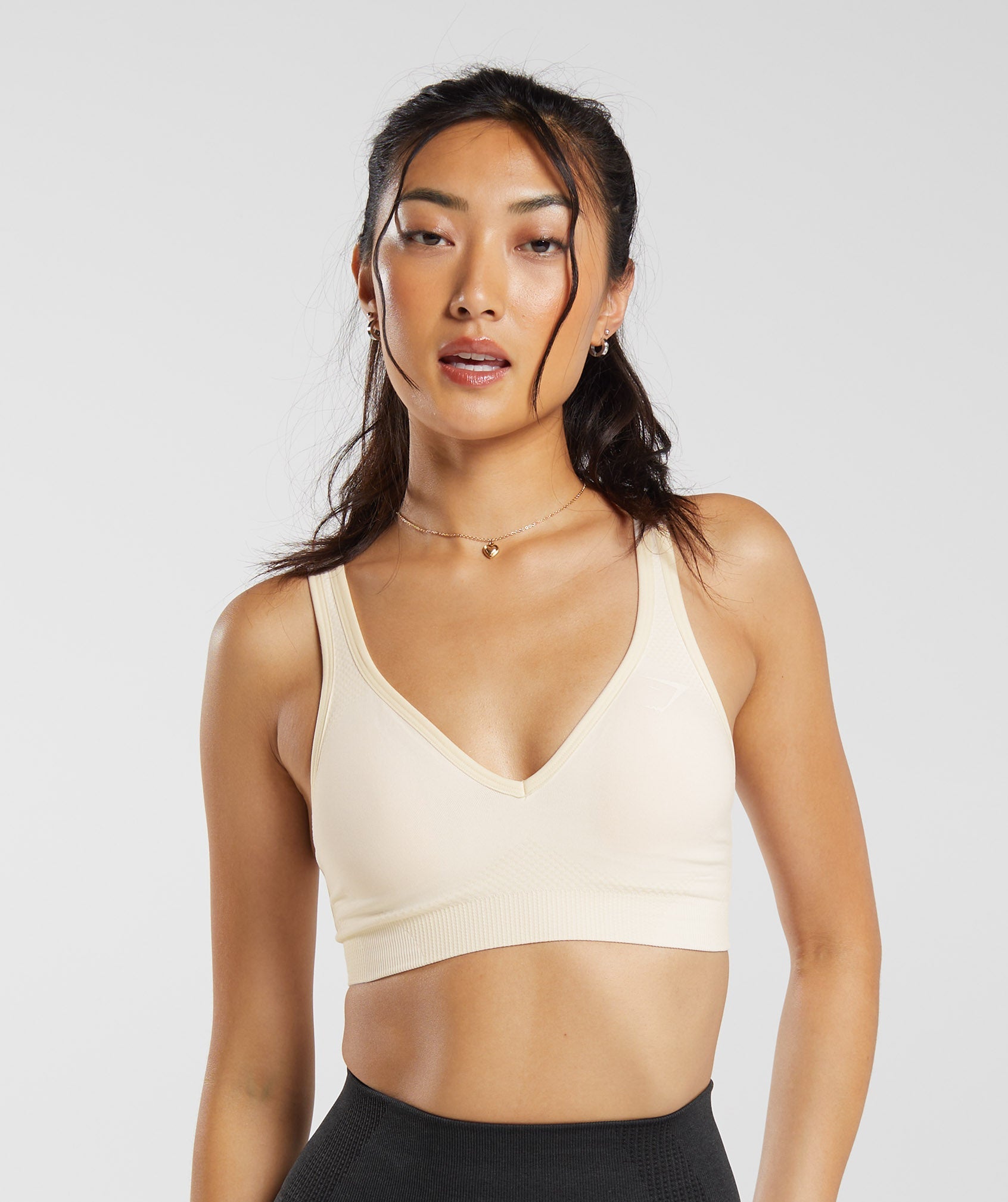 Ribbed Scoop Neck Sports Bra - Creamy White – Primewolfwear