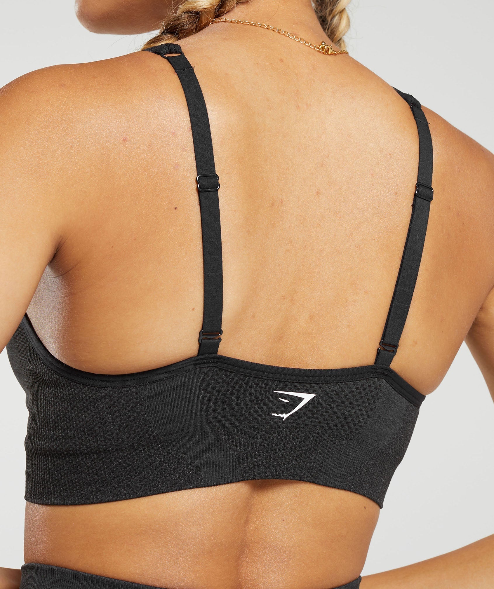 Vital Seamless 2.0 V Neck Sports Bra in Black Marl - view 6