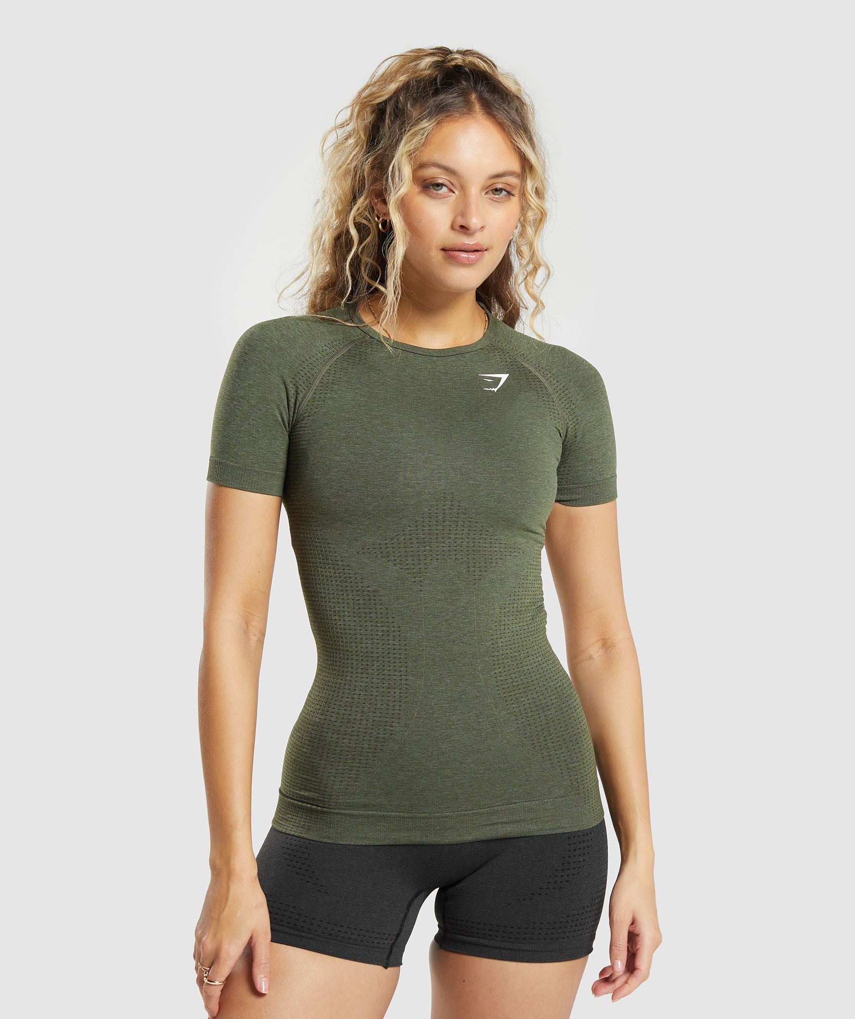 Vital Seamless T-Shirt in Base Green Marl - view 1