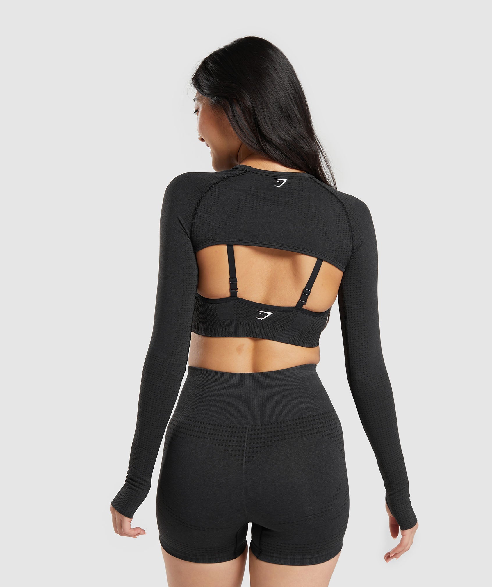 Vital Seamless Shrug in Black Marl - view 2