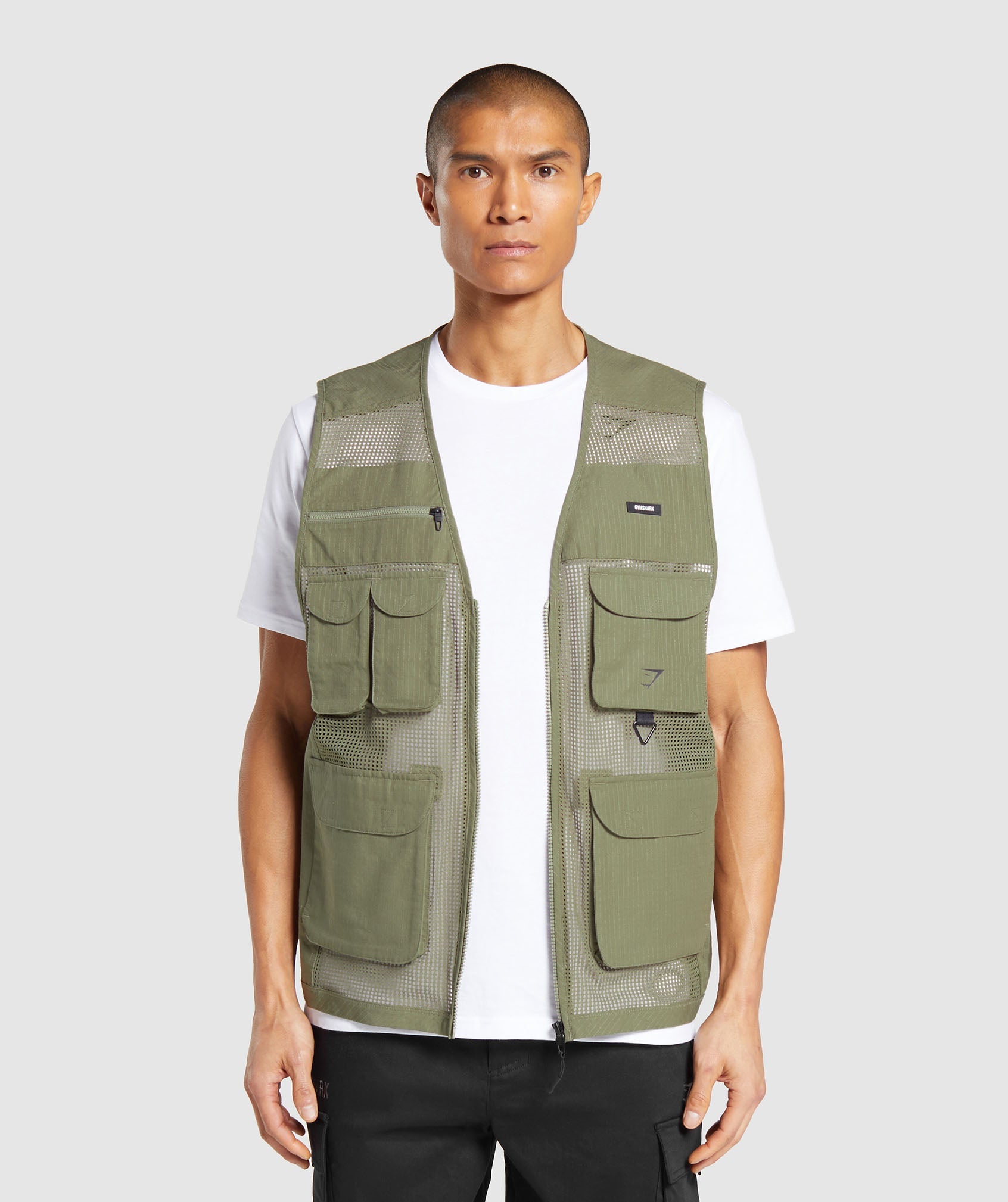 Woven Gilet in Utility Green - view 1