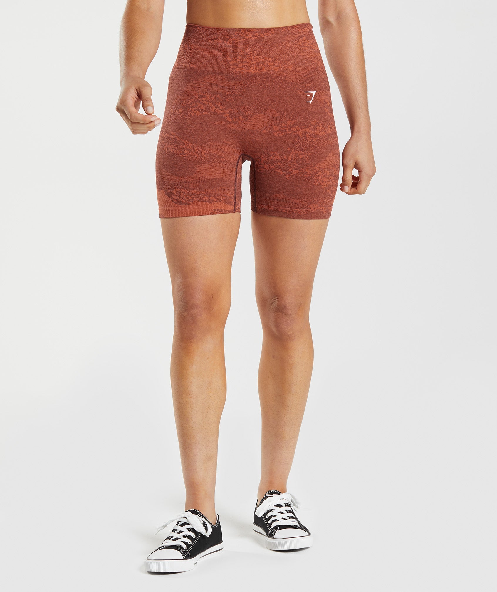Adapt Camo Seamless Shorts in Storm Red/Cherry Brown