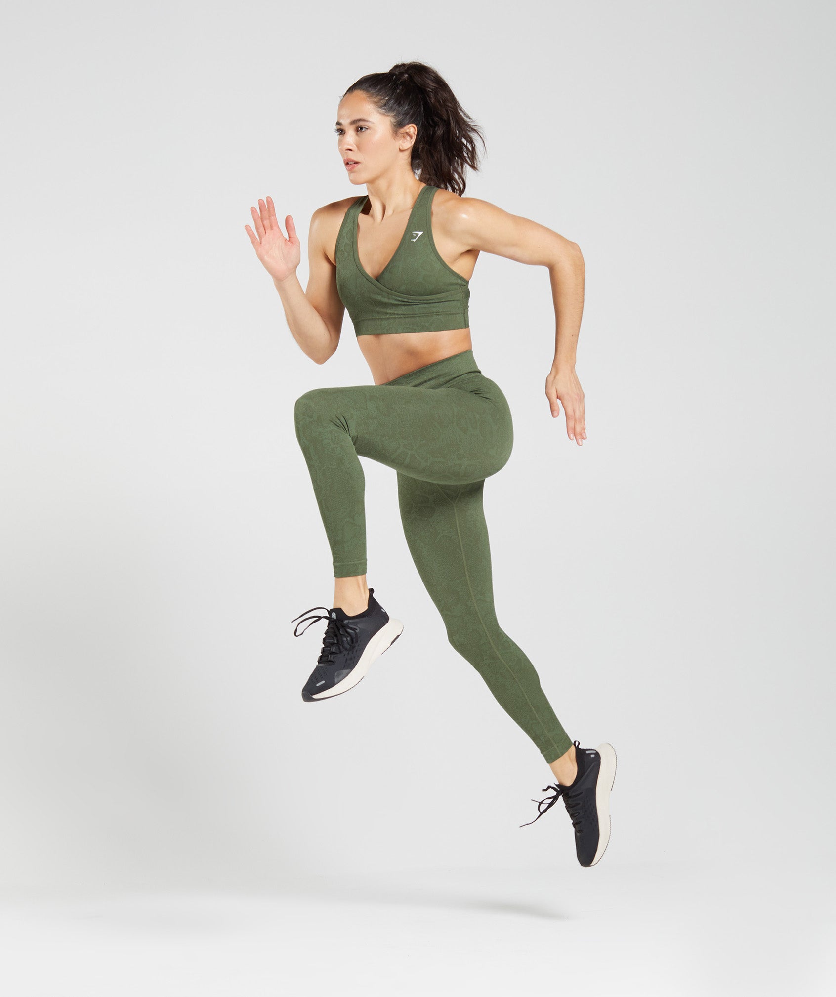 Gymshark Adapt Animal Seamless Leggings - Willow Green/Core Olive