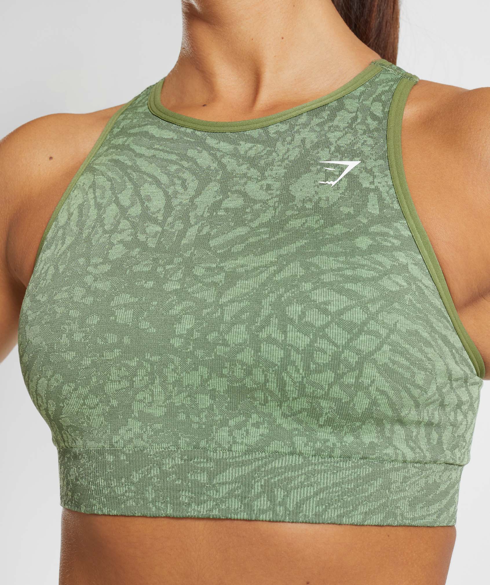 Gymshark Adapt Animal Seamless Sports Bra - Wild, Iguana Green