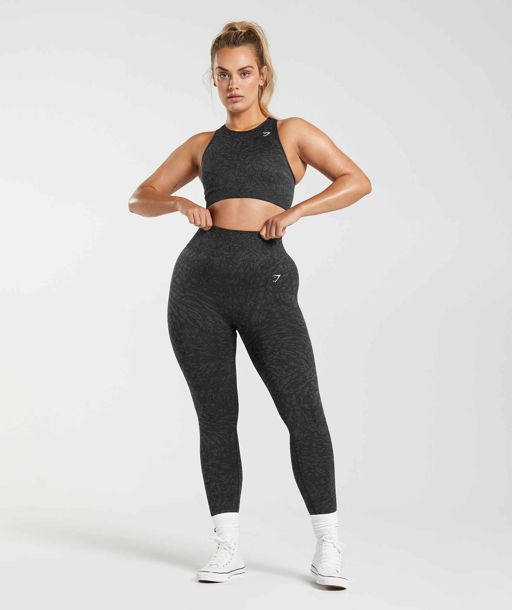 Gymshark, Pants & Jumpsuits, Gymshark Adapt Marl Seamless Leggings Gray  Black