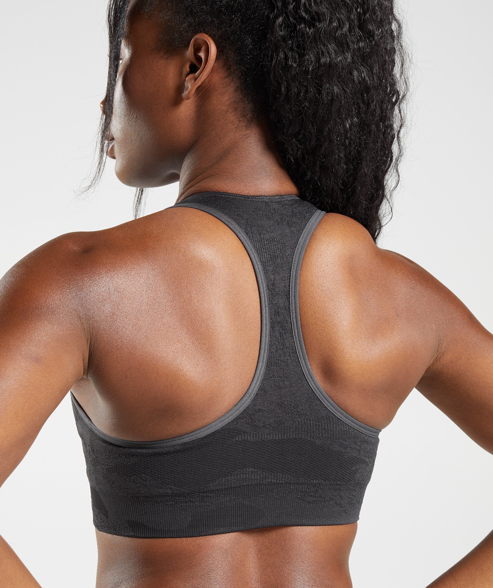 Gymshark Women's Adapt Fleck Seamless Layered Sports Bra Grey/Black XS