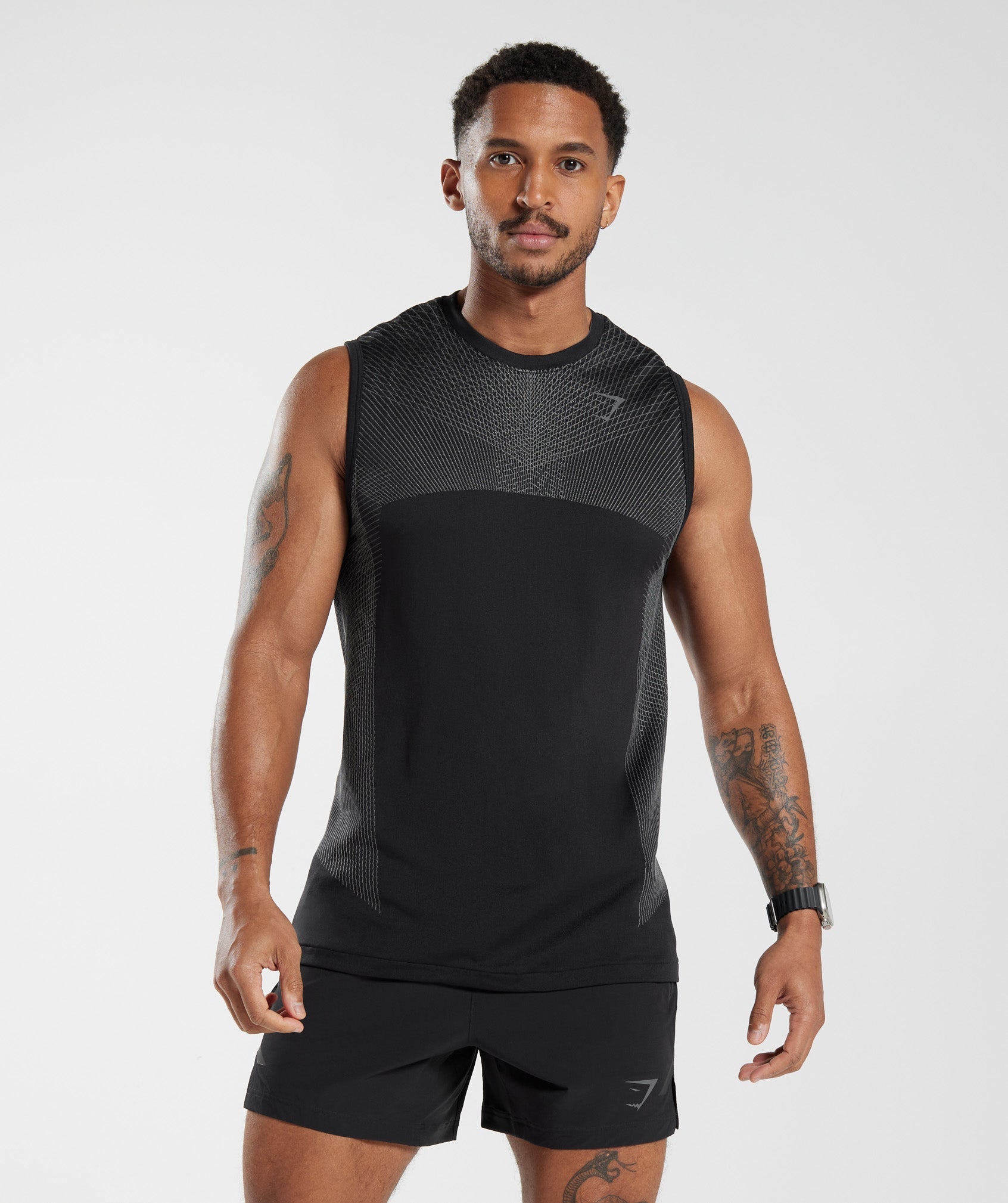 Apex Seamless Tank in Black/Silhouette Grey - view 1