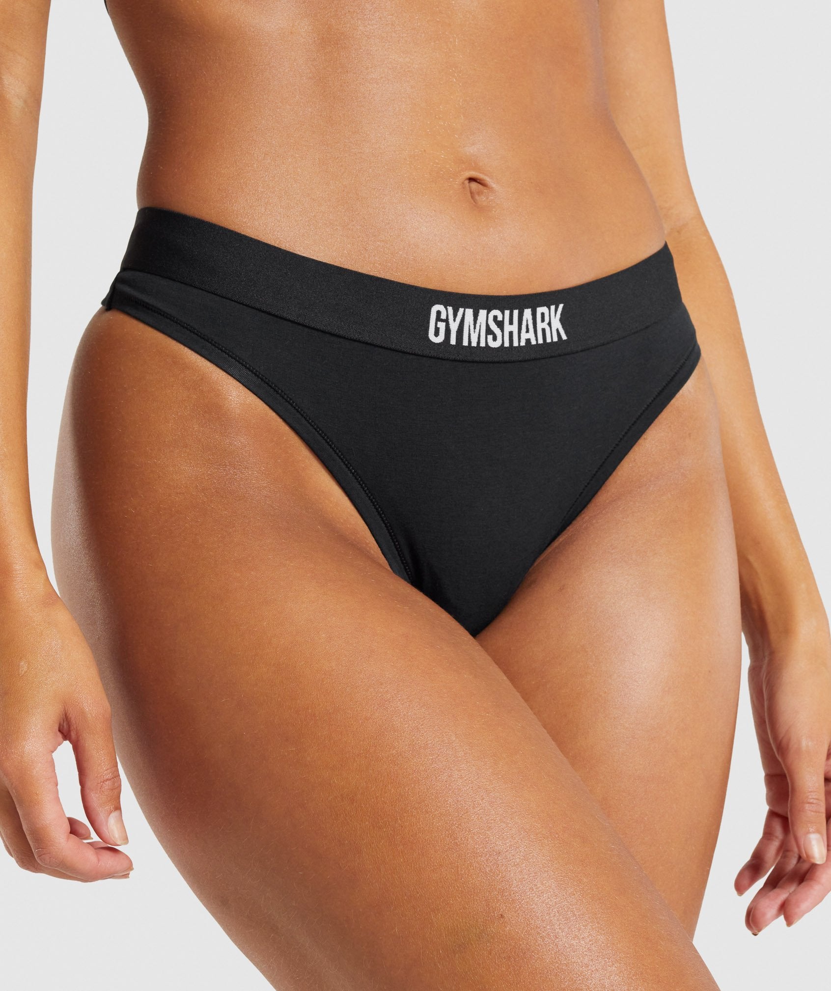 Gymshark Women's Essential Cotton Thong 2 Pack, Black, Small