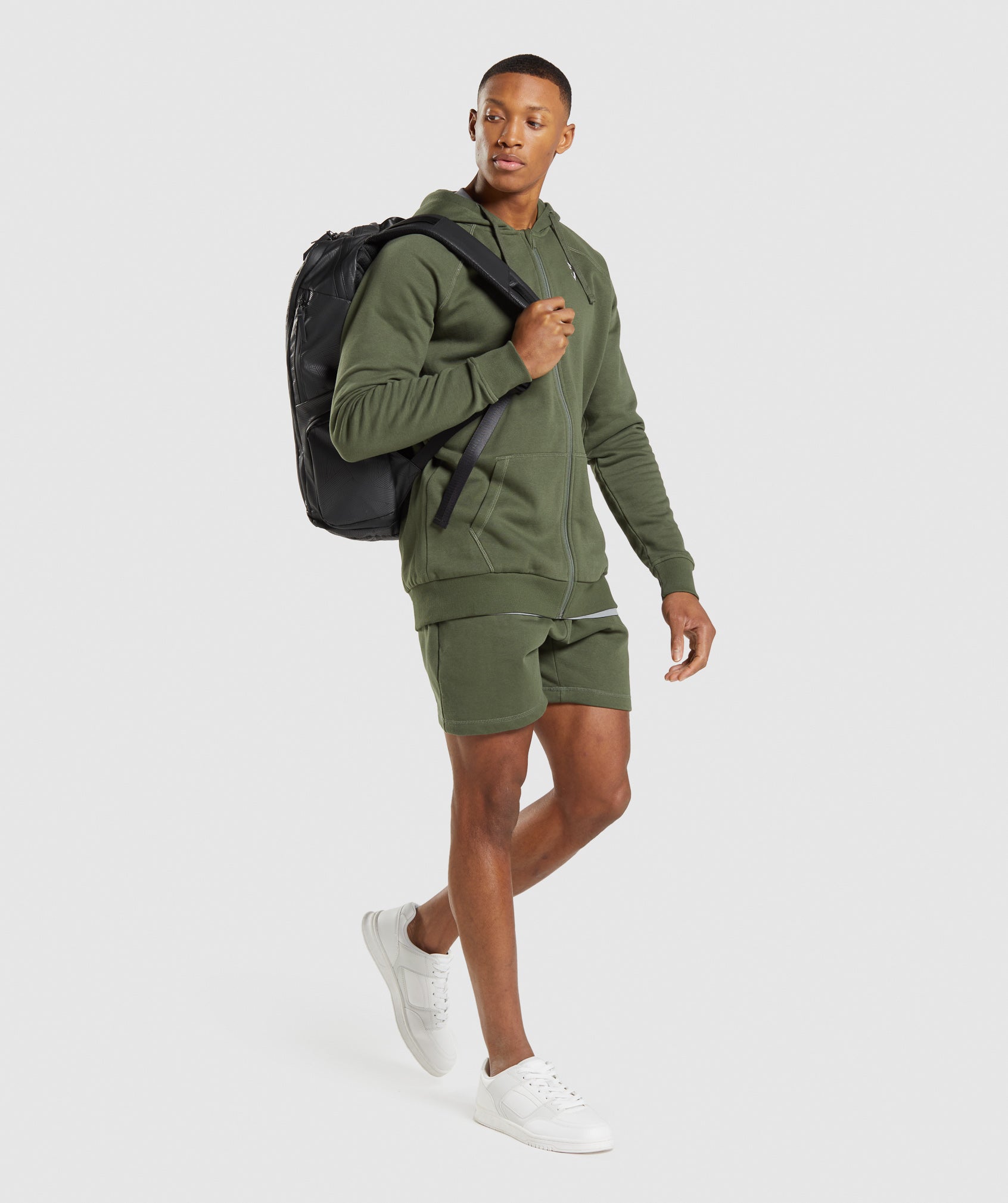 Crest Zip Up Hoodie in Core Olive - view 4