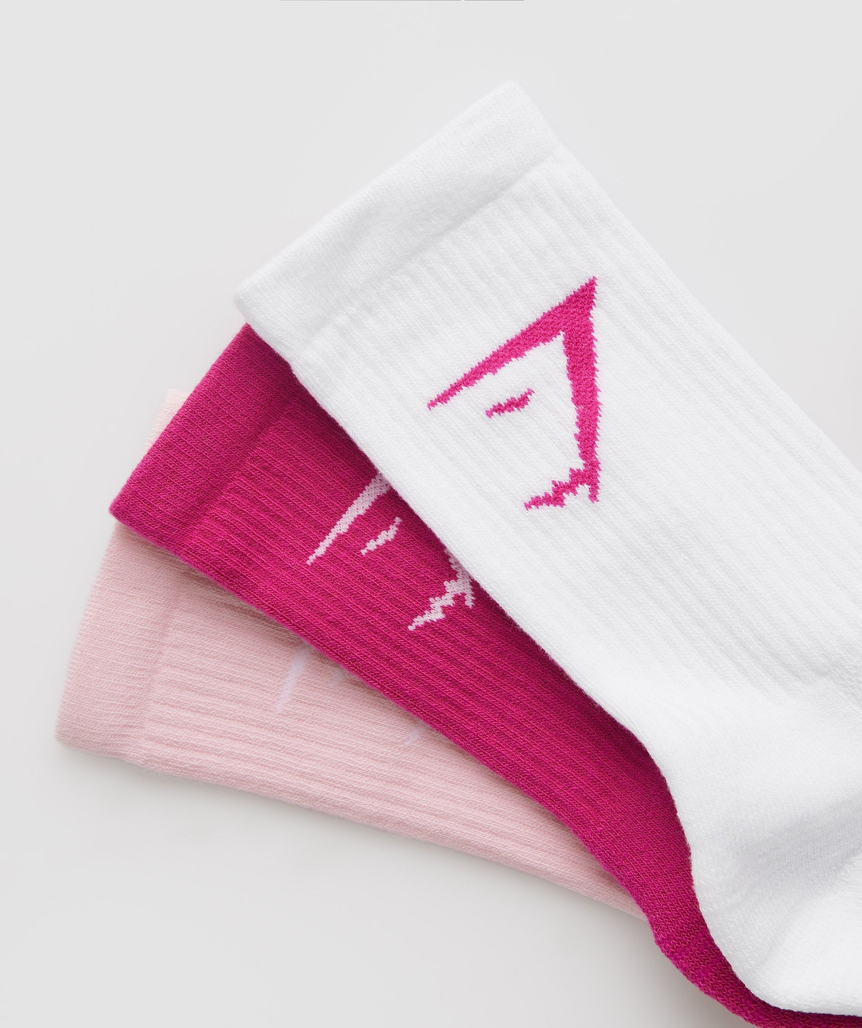 Crew Socks 3pk in Magenta Pink/White/Sweet Pink - view 6