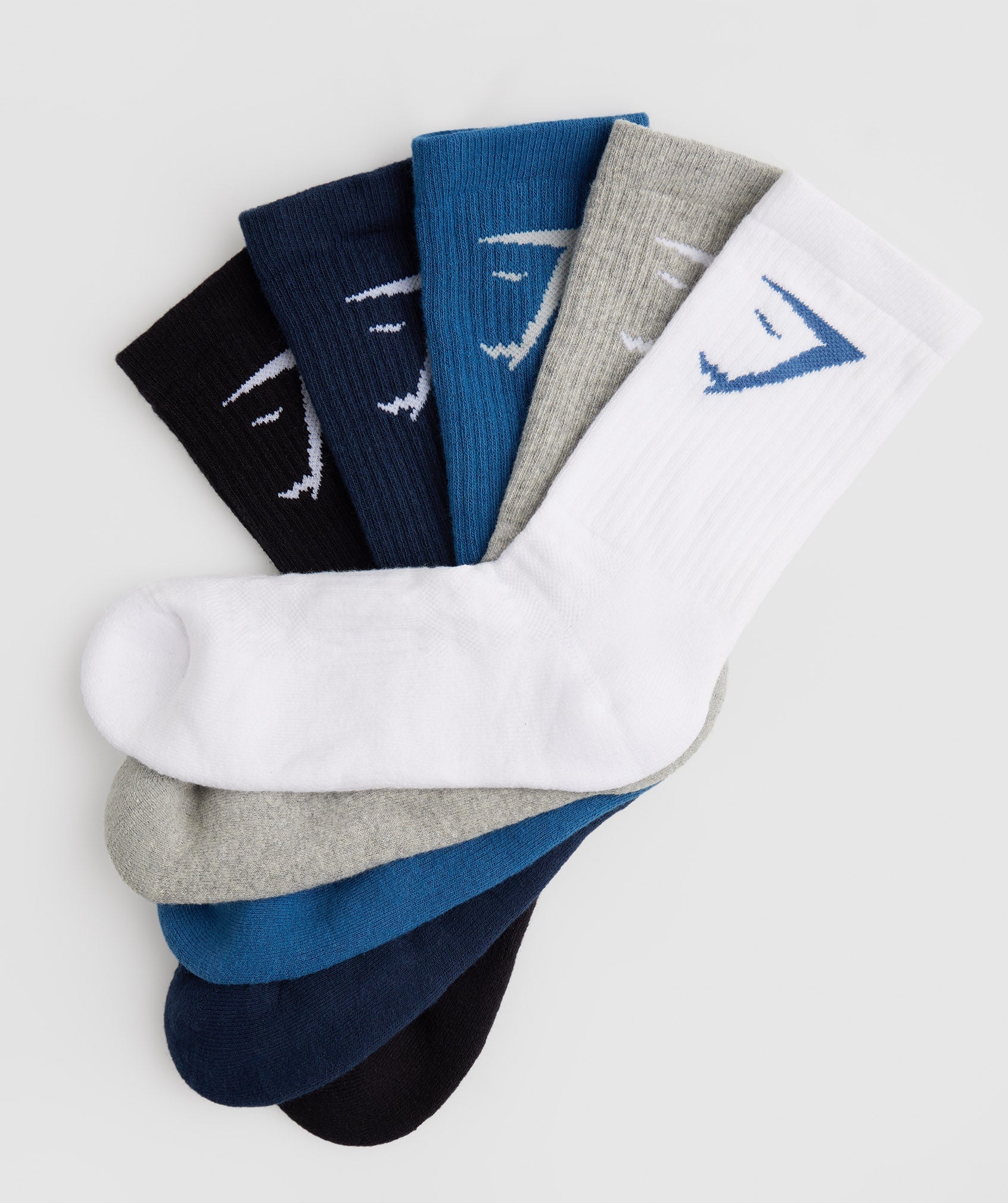 Gymshark Crew Socks 5pk - White/Black/Light Grey Marl