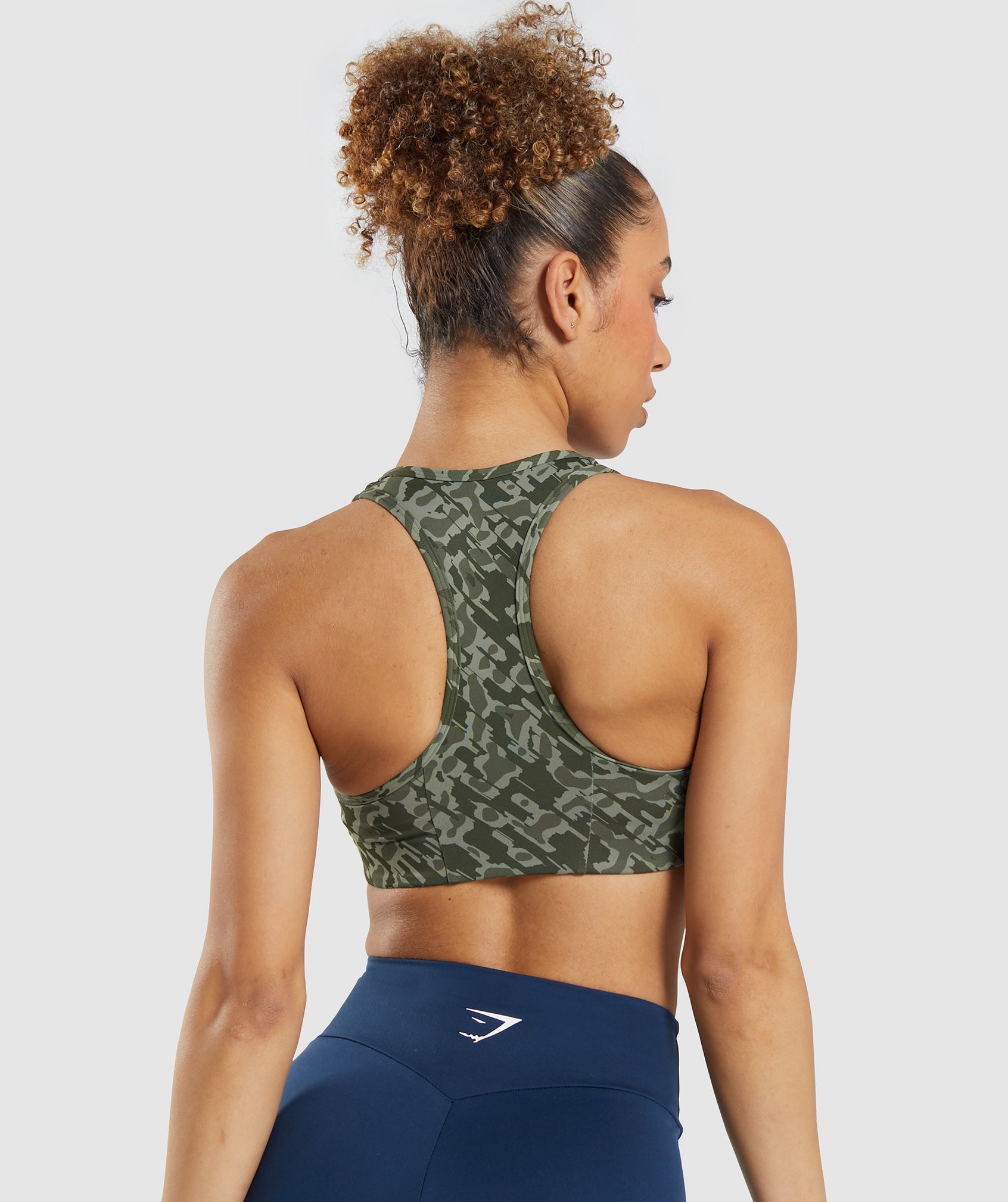 Asymmetric Racer Sports Bra 382 Herringbone Print