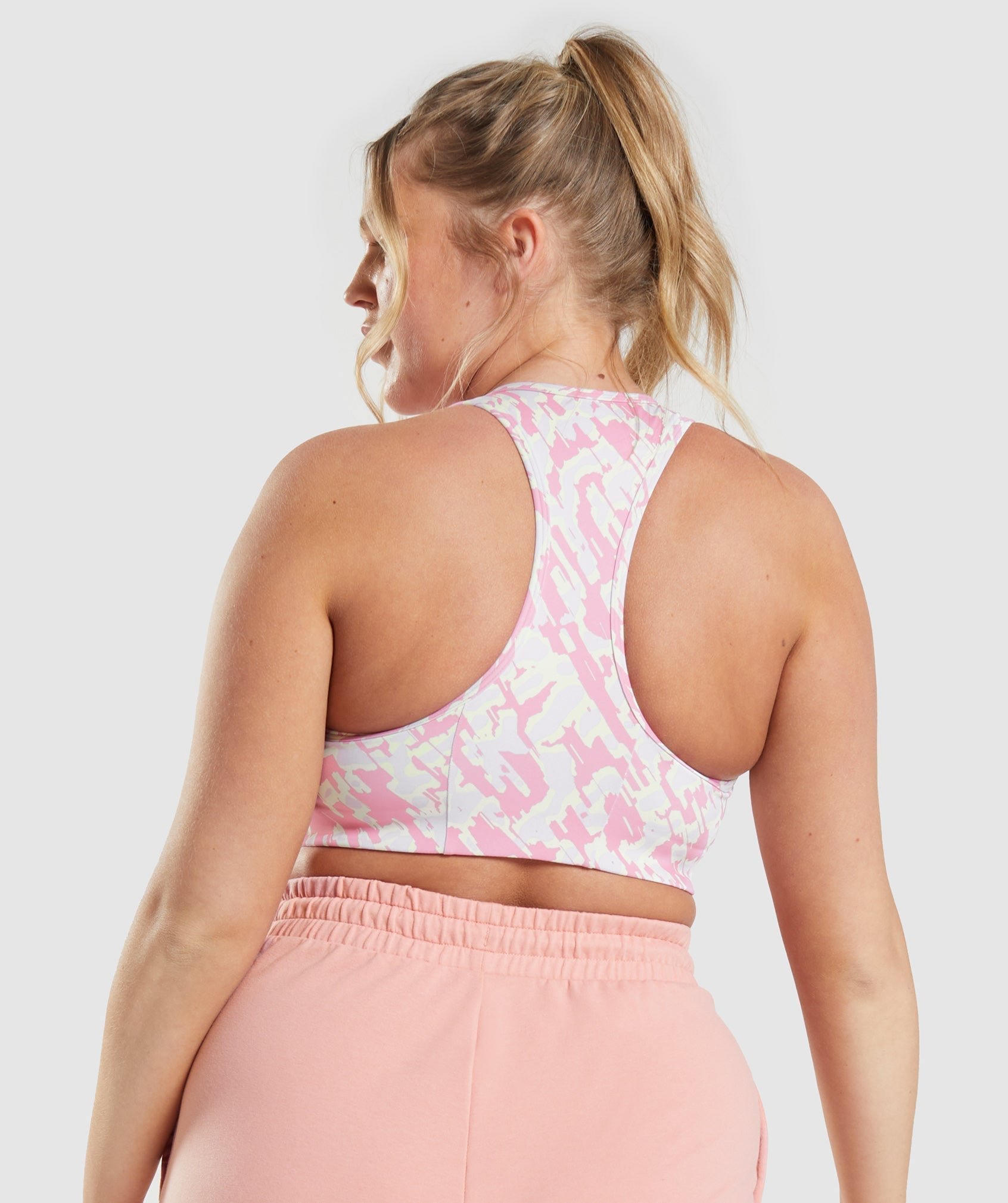 Essential Racer Back Sports Bra in Pink Print - view 4