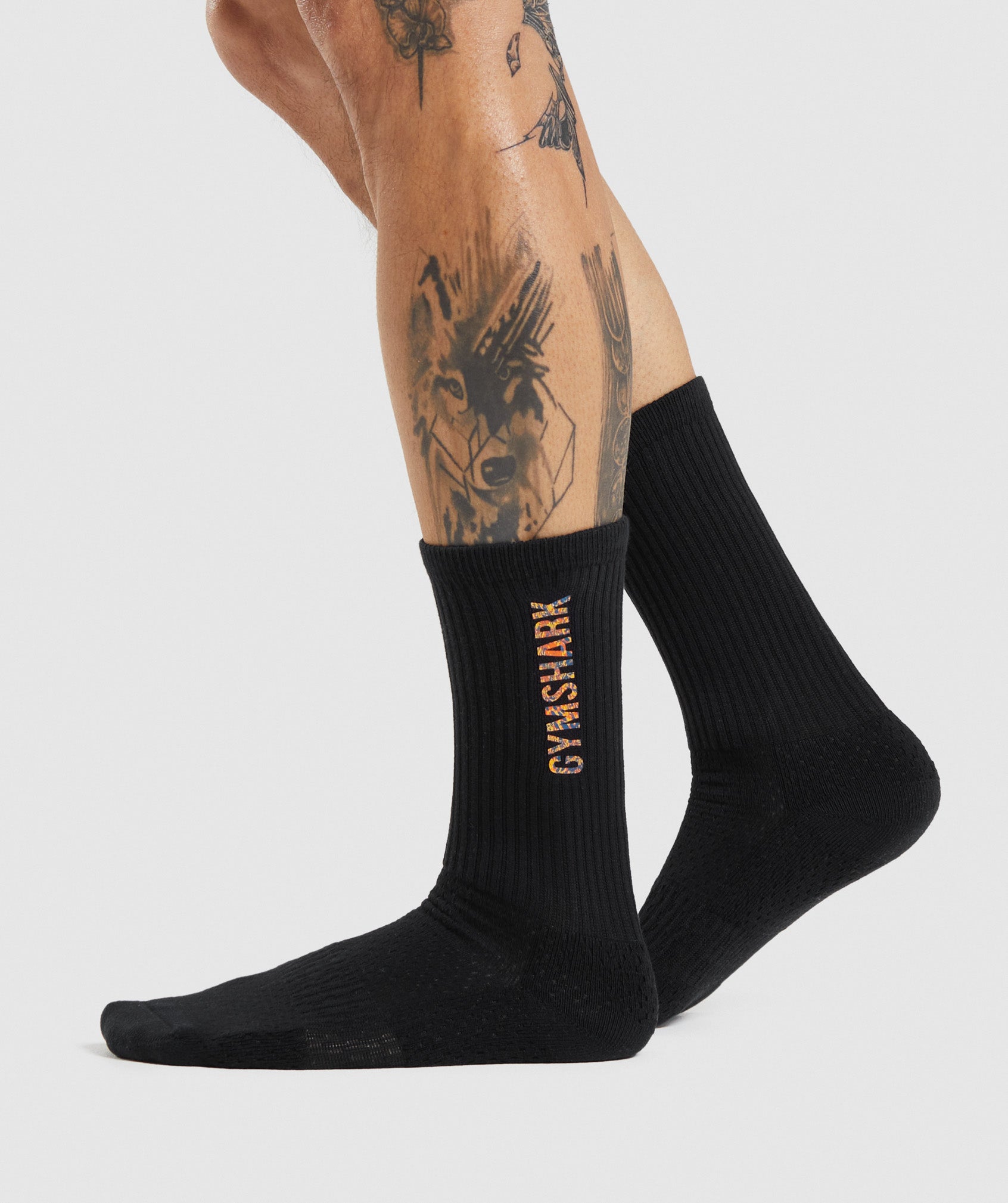 Animal Print  Crew Socks in Black - view 4