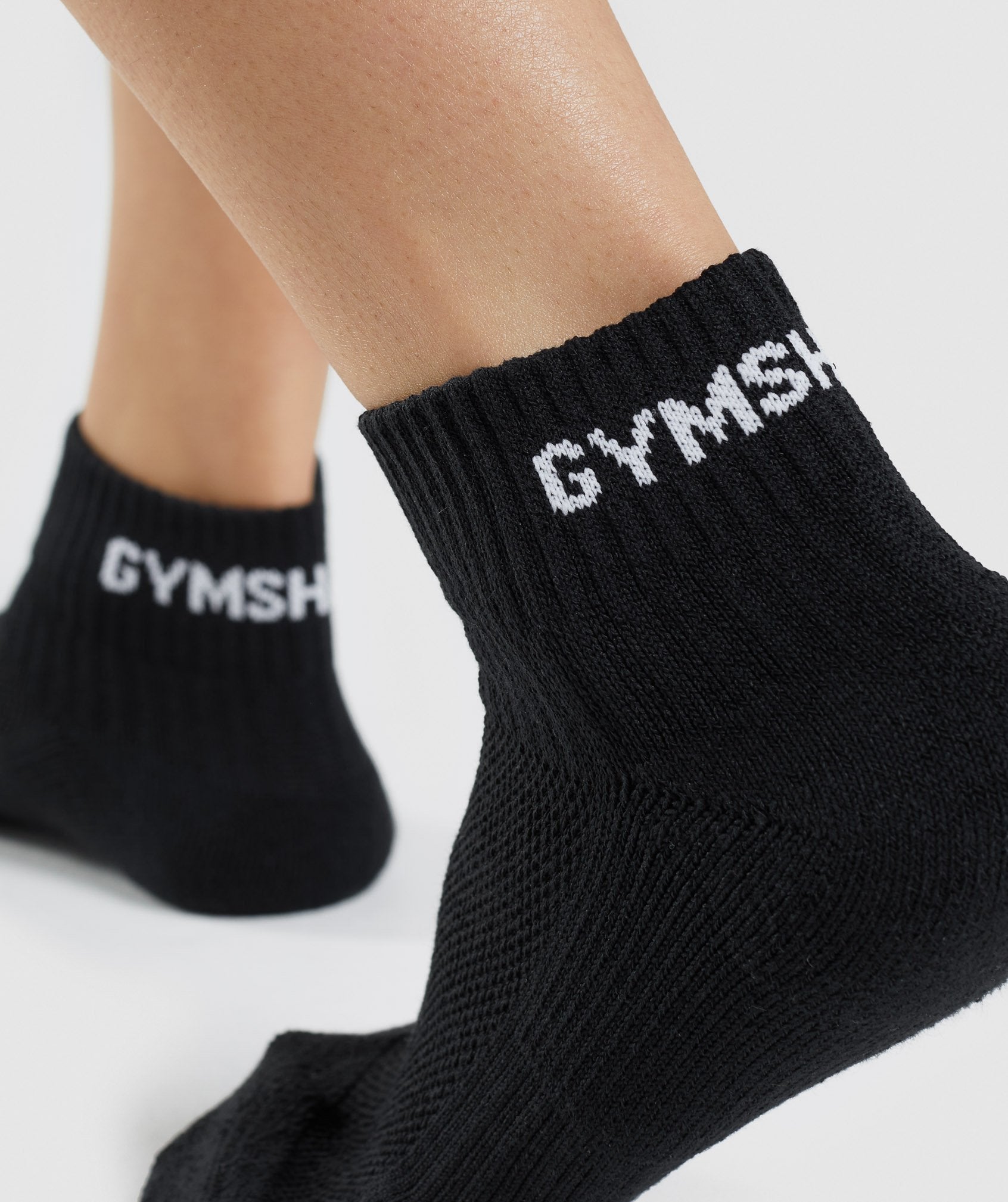 Jacquard Quarter Socks 3pk in Black